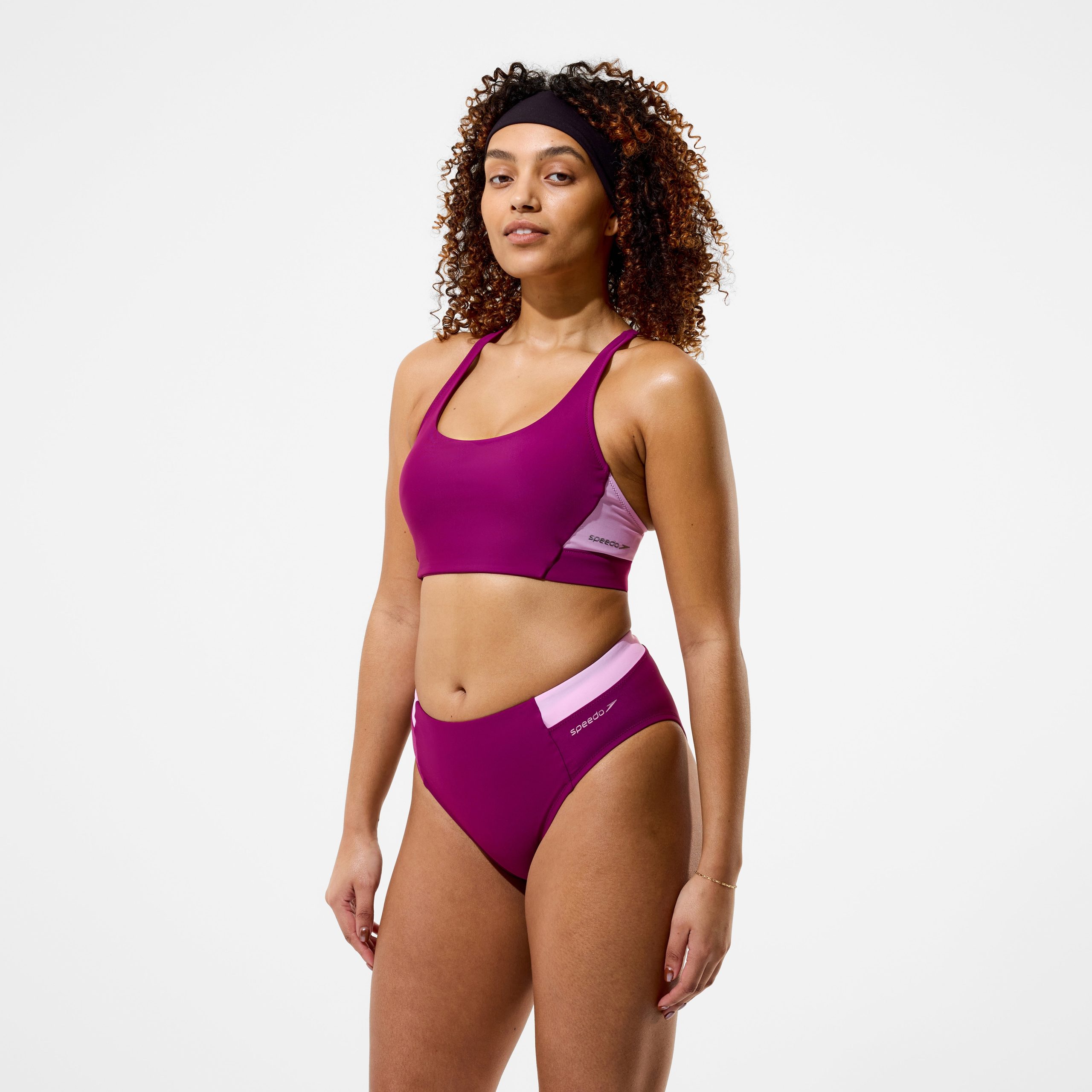 Women's Colorblock Bikini Top Dark Pink - Image 2
