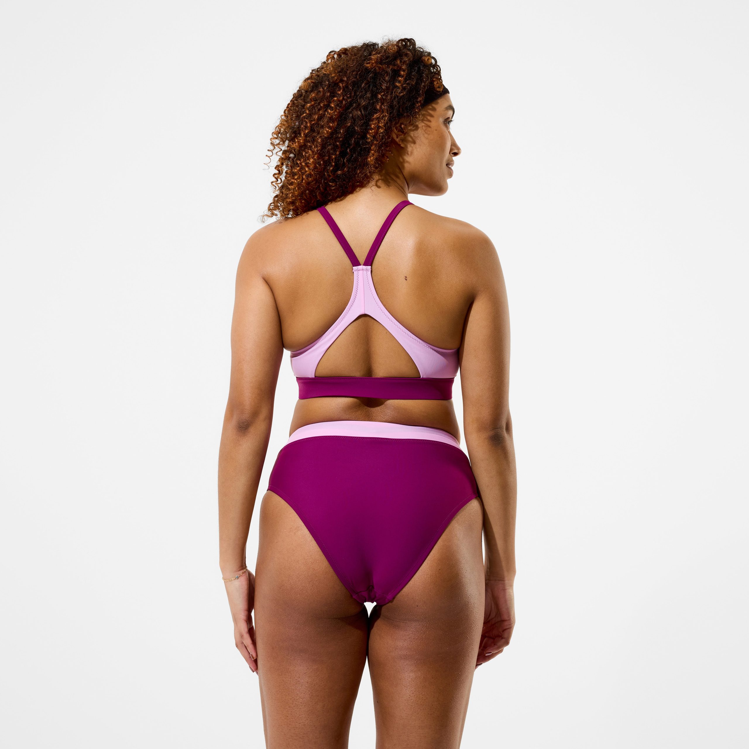 Women's Colorblock Bikini Top Dark Pink - Image 3