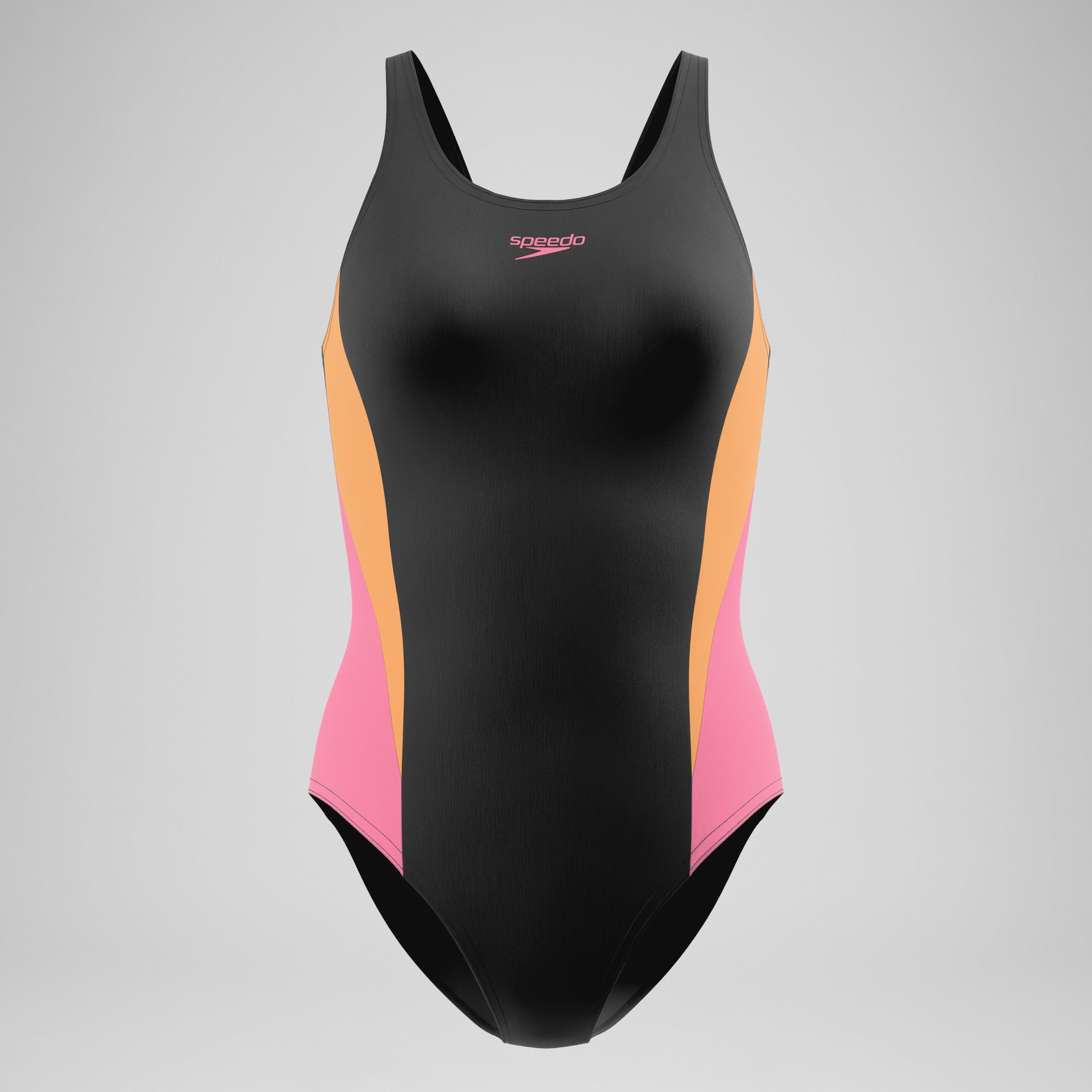 Women's Colorblock Muscleback One Piece Black/Peach