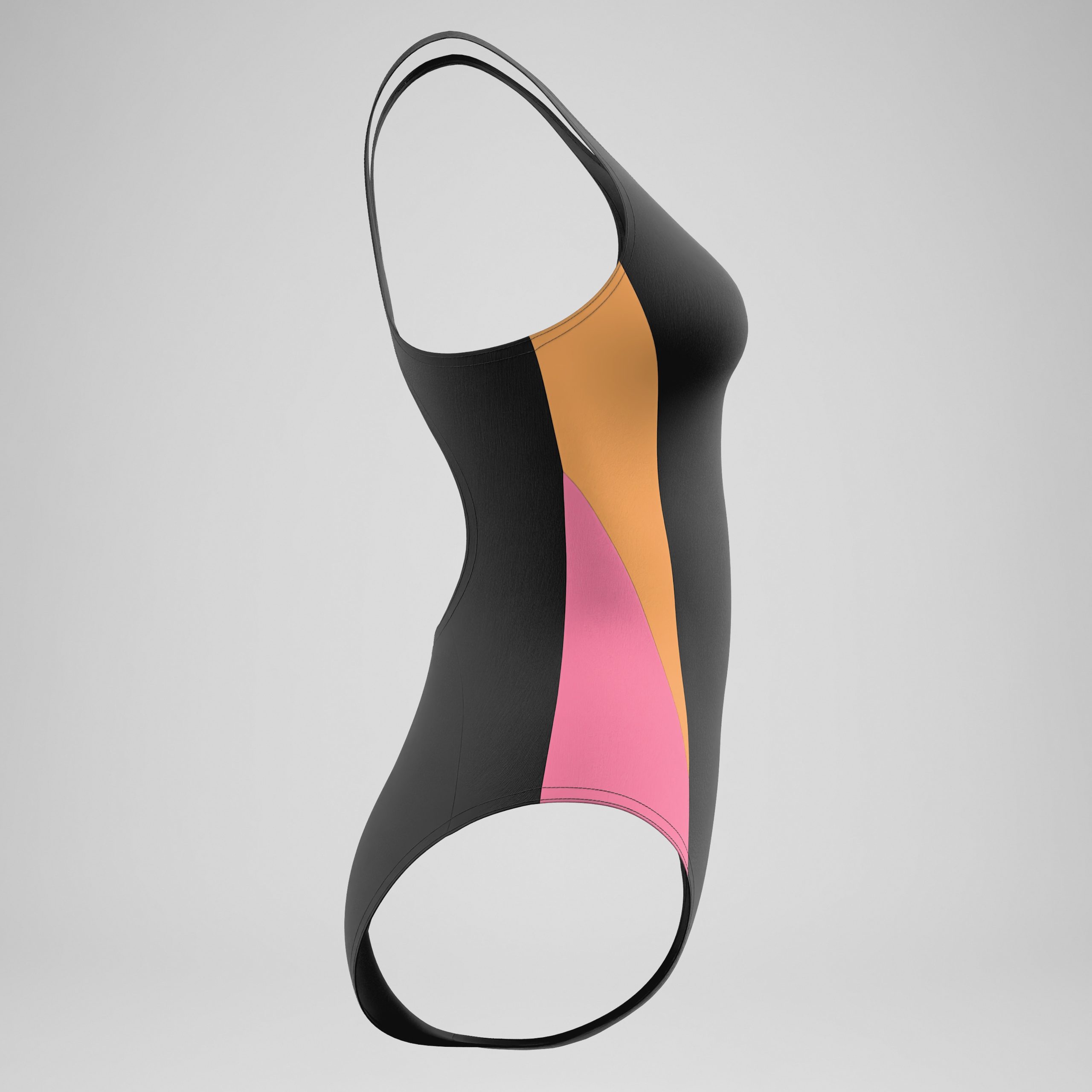Women's Colorblock Muscleback One Piece Black/Peach - Image 3