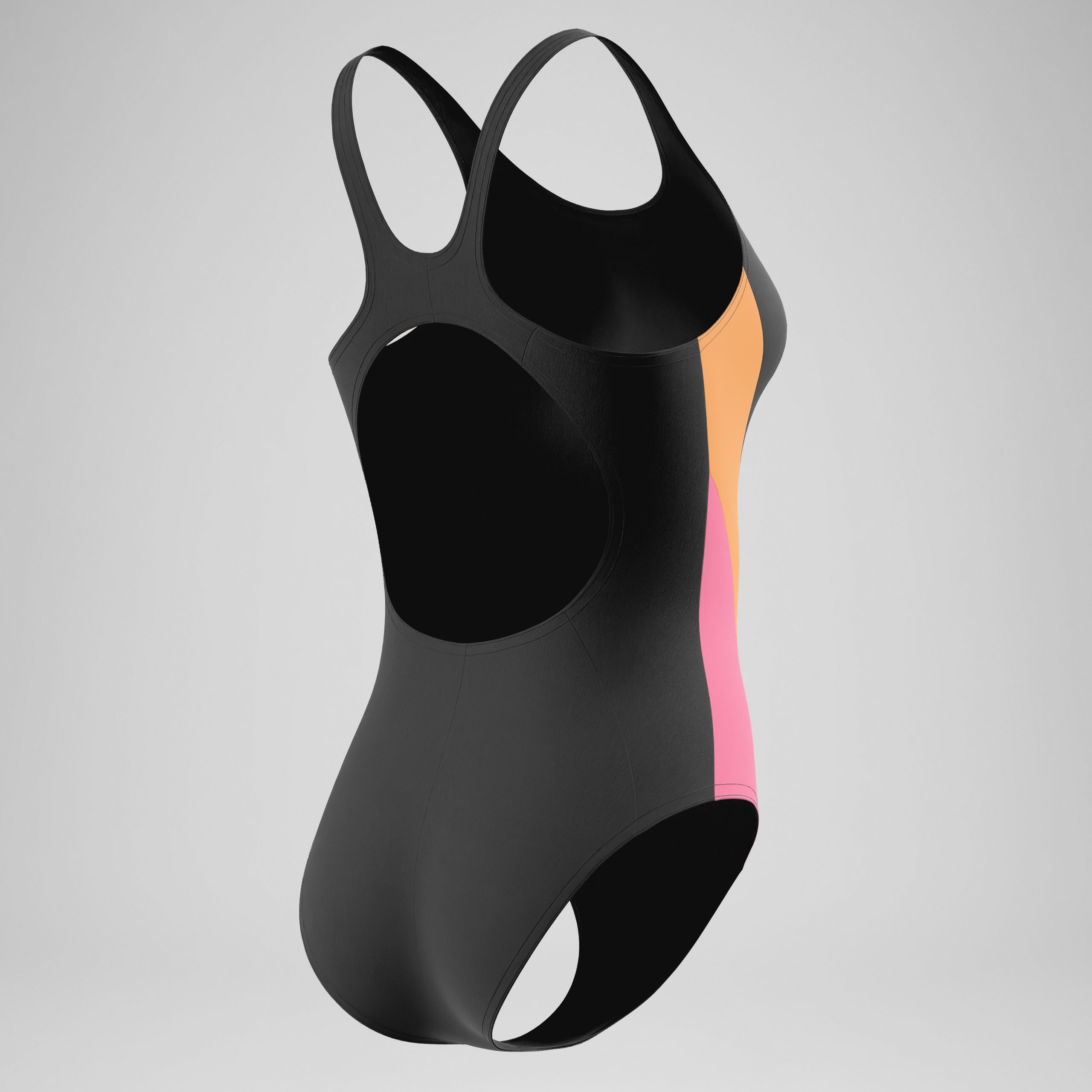 Women's Colorblock Muscleback One Piece Black/Peach - Image 4