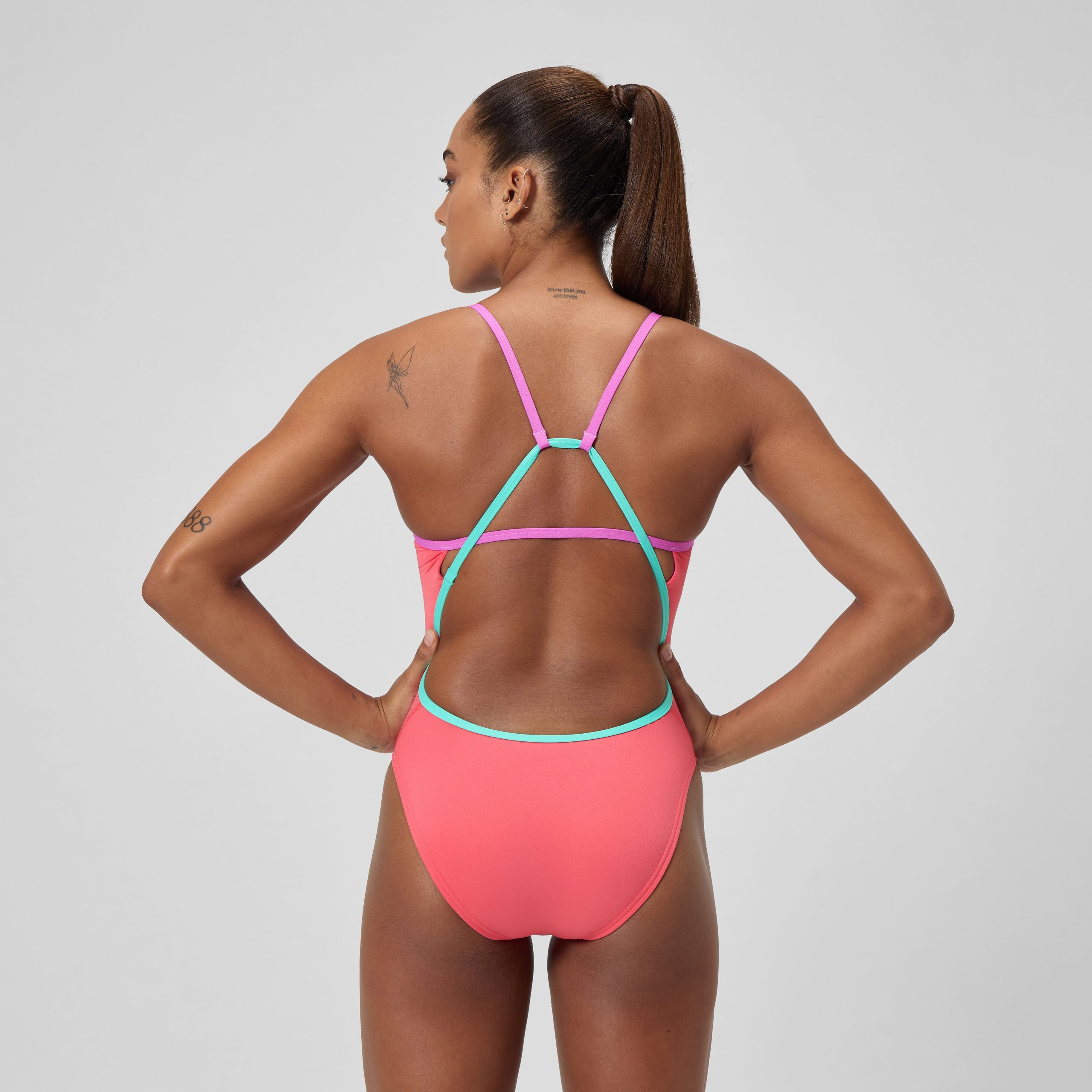 Women's Solid Tri Back One Piece Orange - Image 4