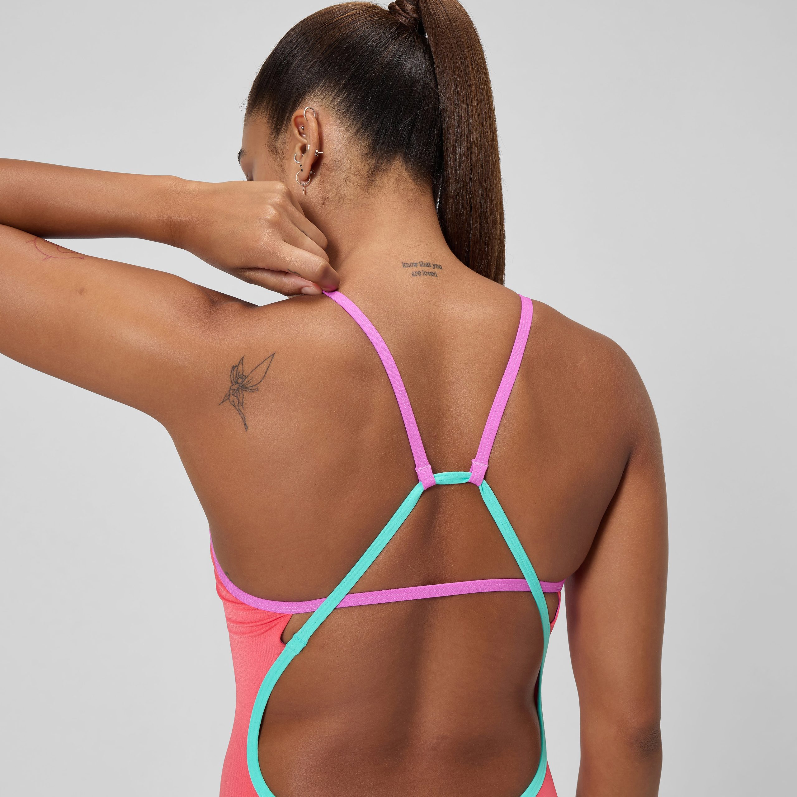 Women's Solid Tri Back One Piece Orange - Image 9