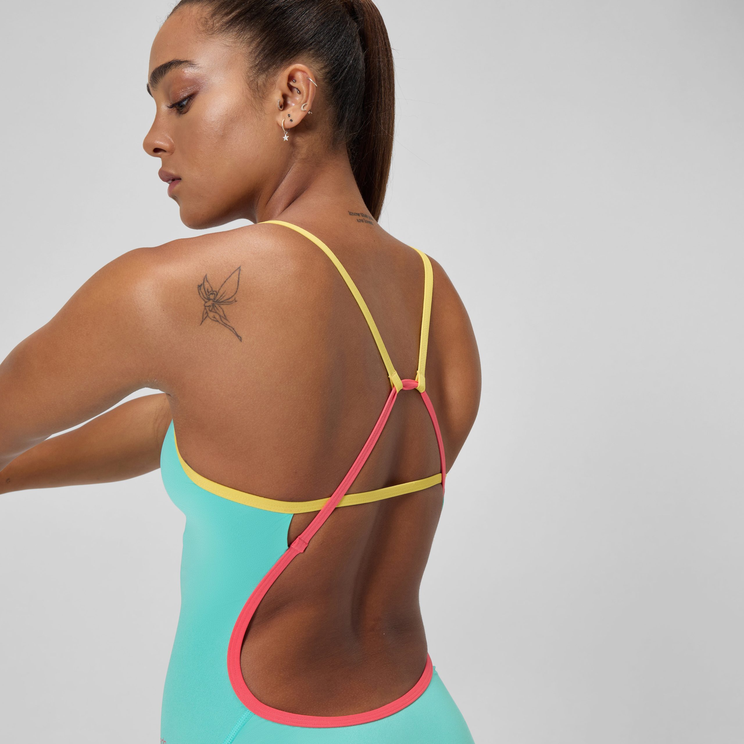 Women's Solid Tri Back One Piece Teal - Image 9