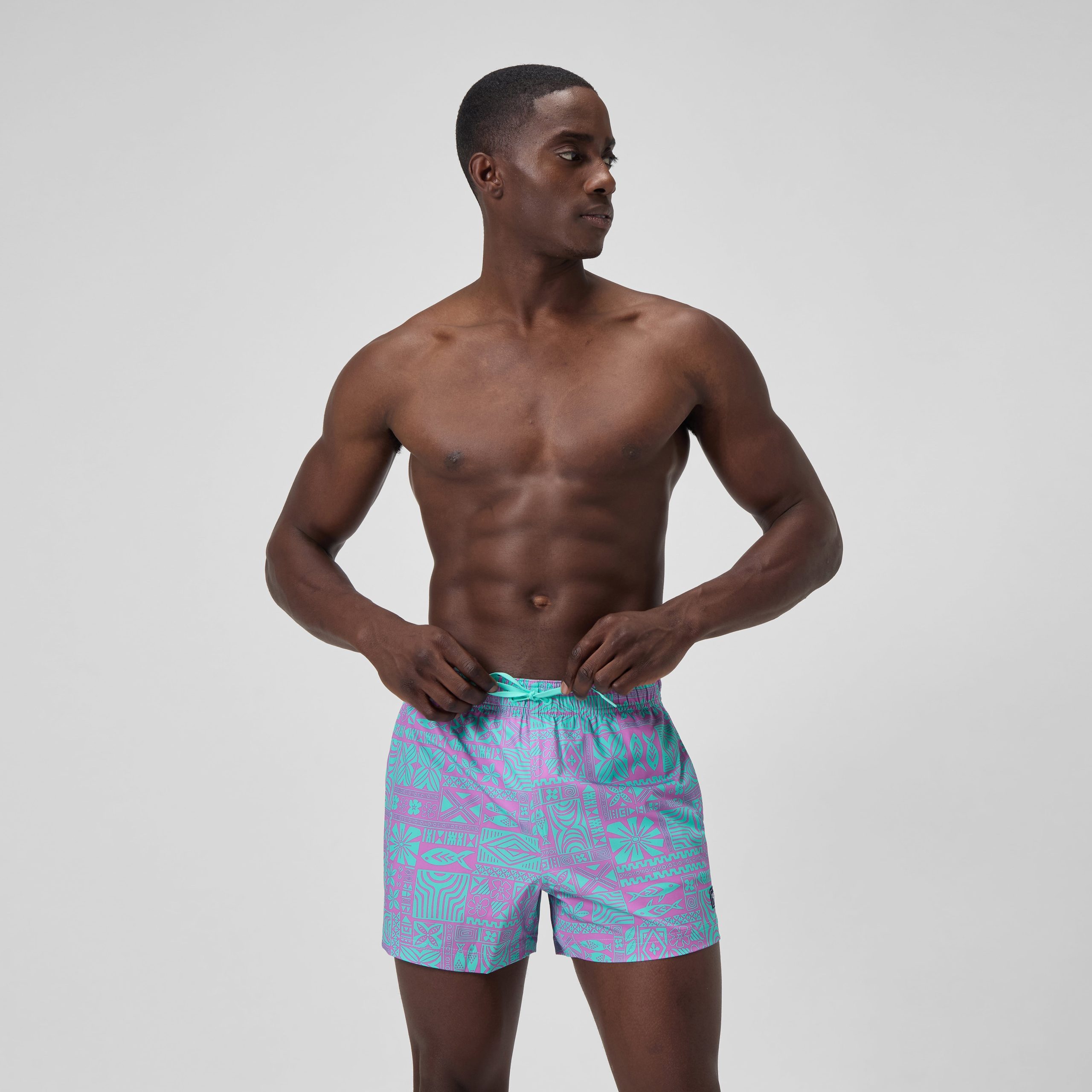 Men's Print Redondo Edge Volley Swim Trunks Pink/Green - Image 2