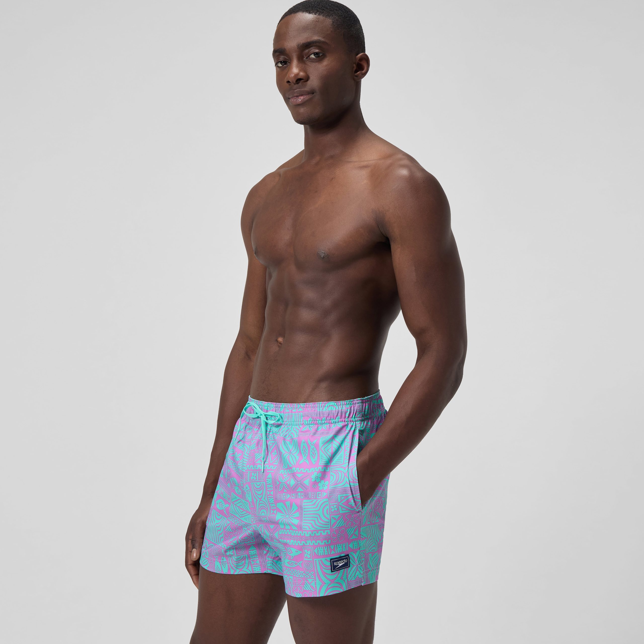 Men's Print Redondo Edge Volley Swim Trunks Pink/Green - Image 3
