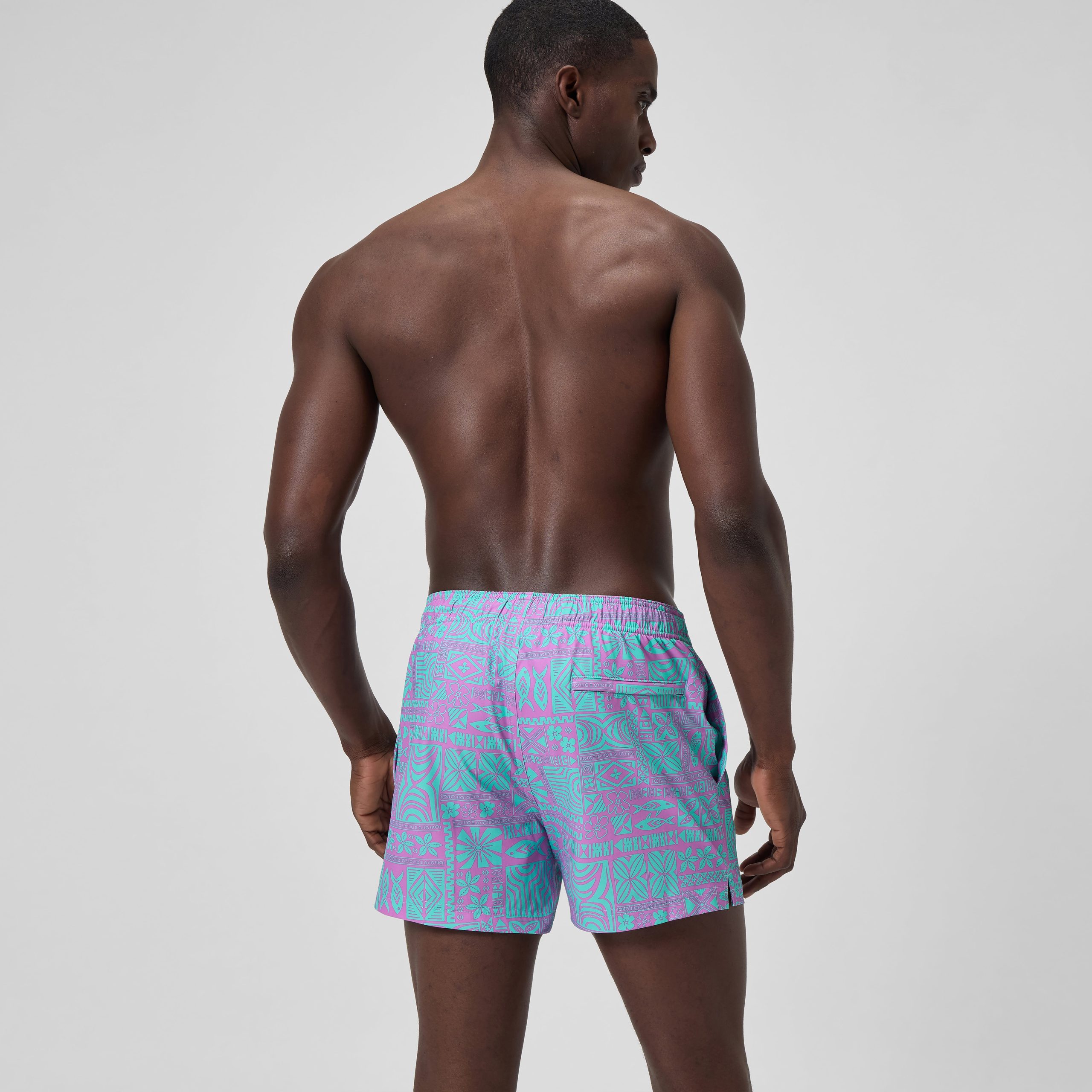 Men's Print Redondo Edge Volley Swim Trunks Pink/Green - Image 4