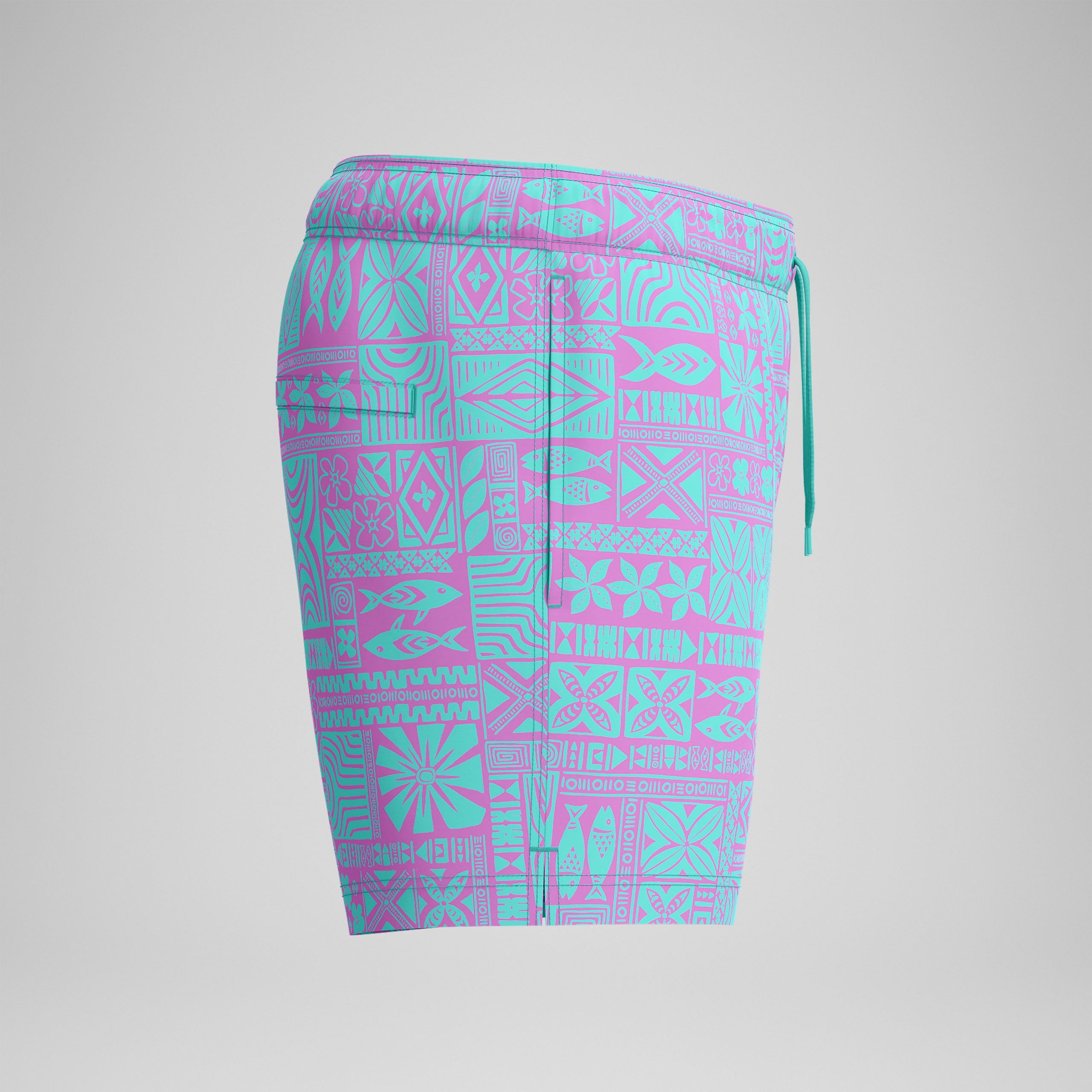 Men's Print Redondo Edge Volley Swim Trunks Pink/Green - Image 6