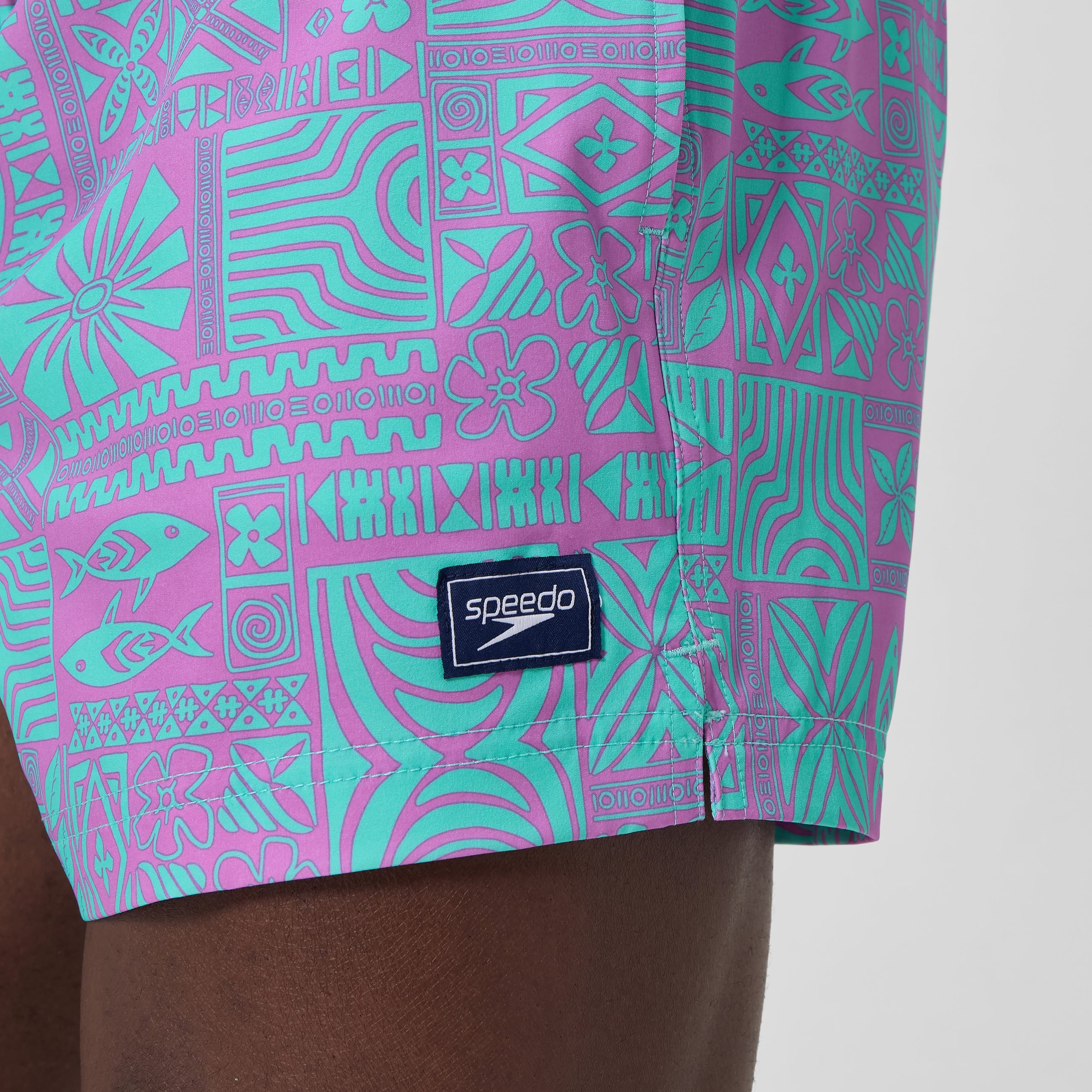 Men's Print Redondo Edge Volley Swim Trunks Pink/Green - Image 10