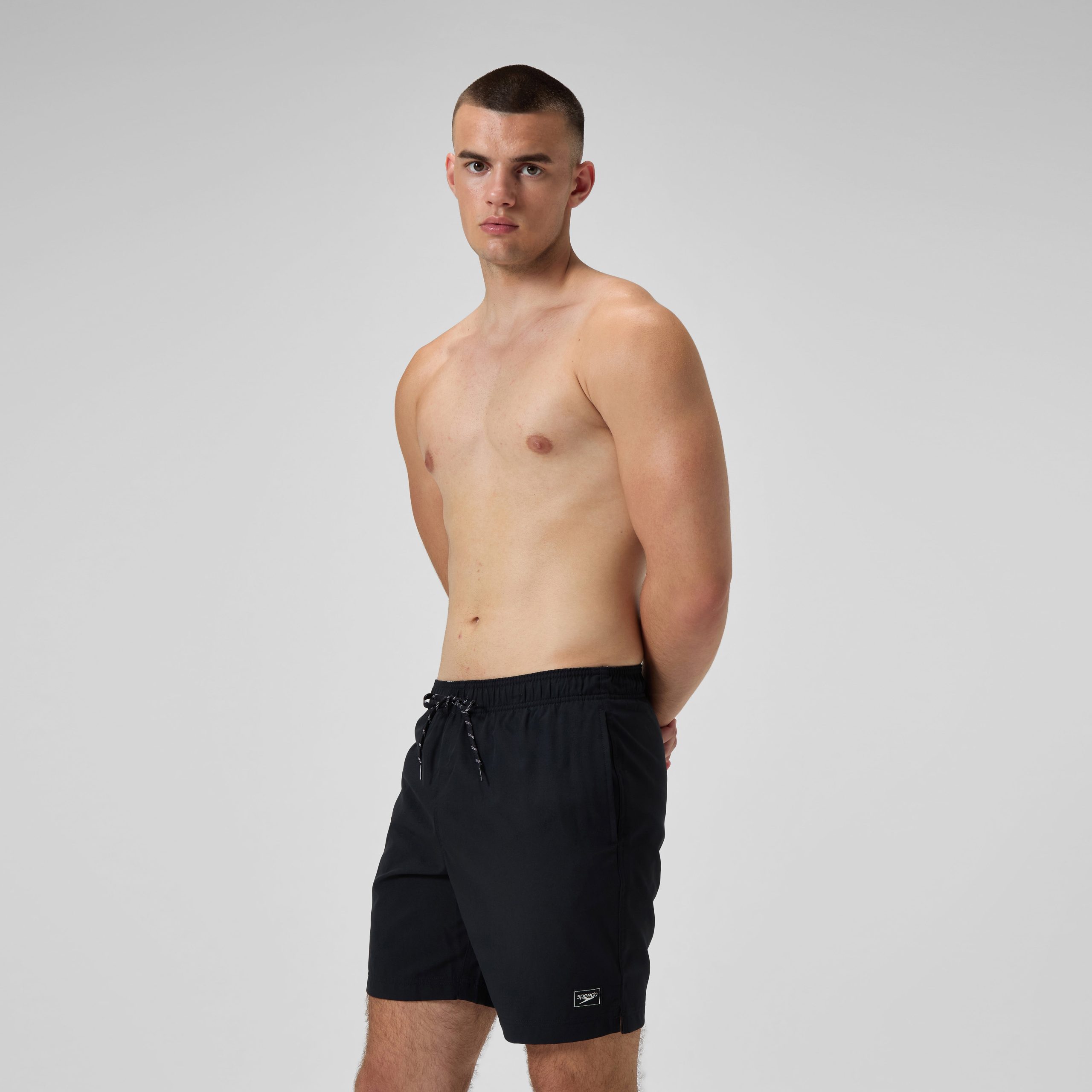Men's Classic Solid Redondo Edge Volley Swim Trunks Black - Image 3