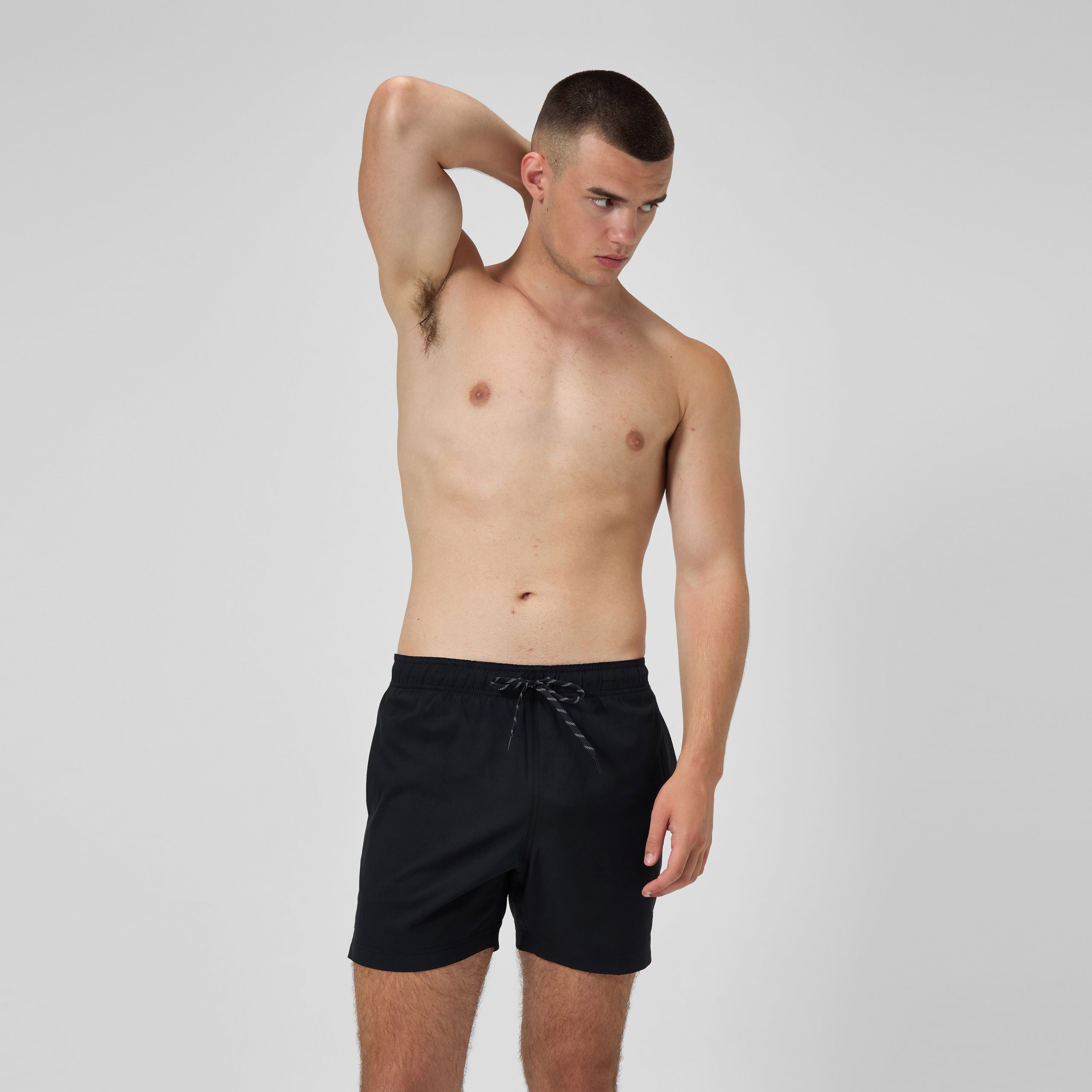 Men's Classic Solid Redondo Edge Volley Swim Trunks Black - Image 2