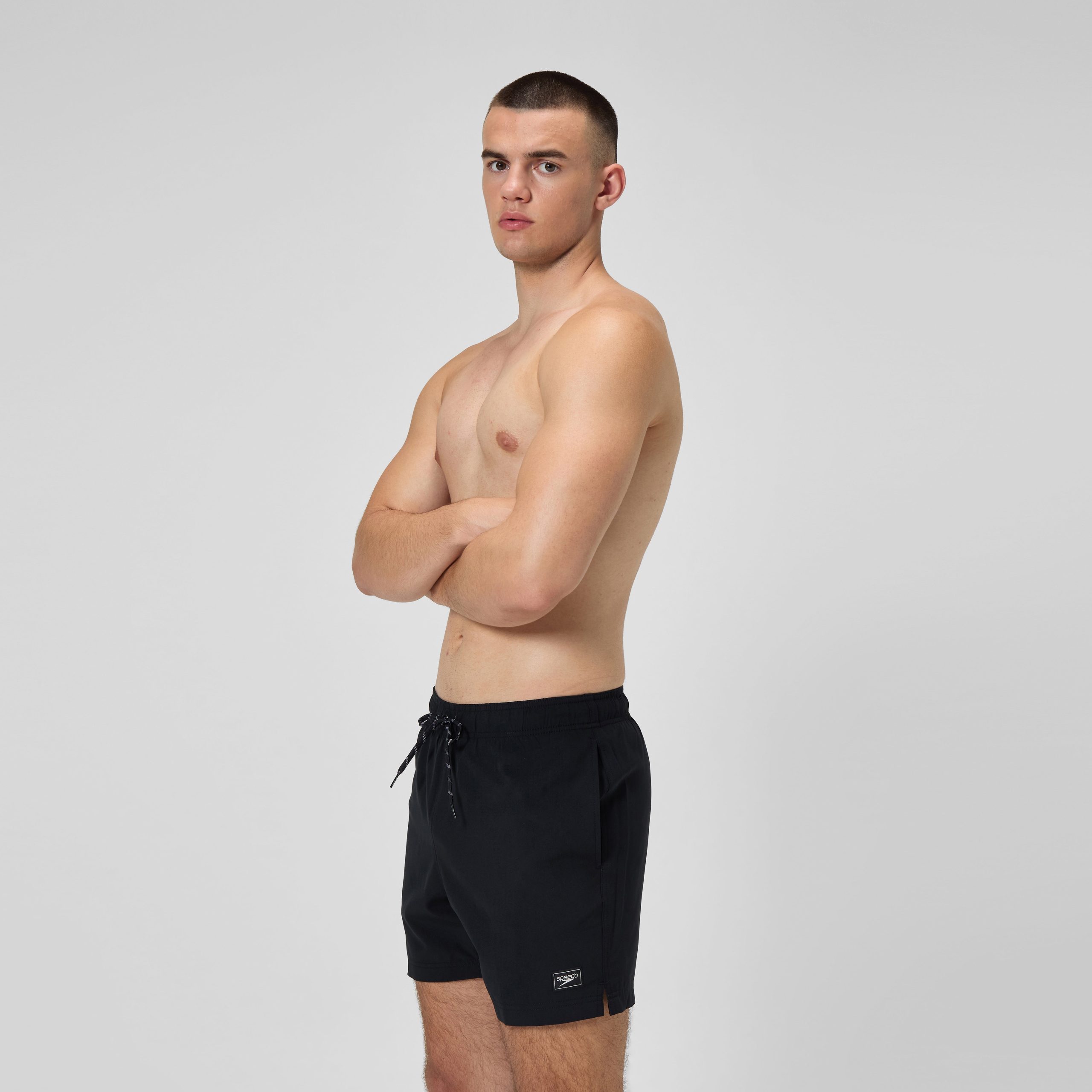 Men's Classic Solid Redondo Edge Volley Swim Trunks Black - Image 3