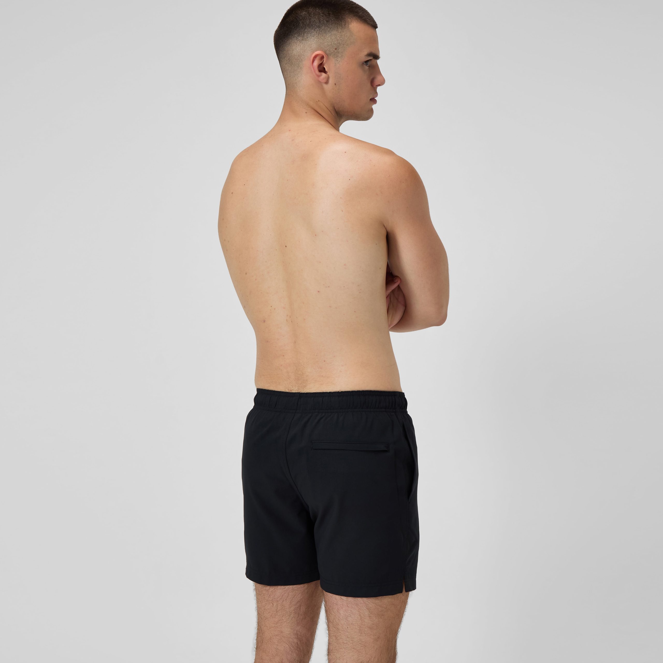 Men's Classic Solid Redondo Edge Volley Swim Trunks Black - Image 4