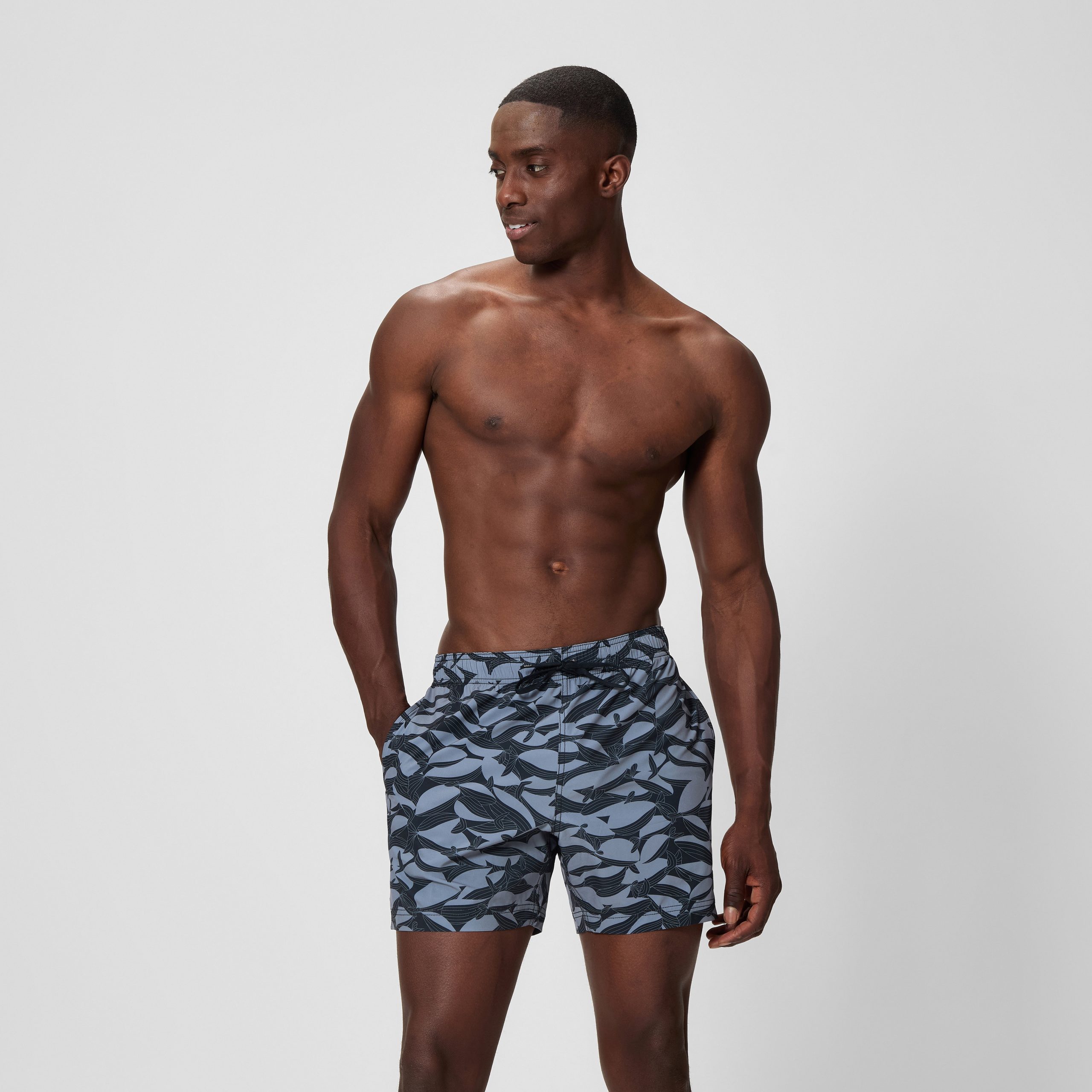 Men's Redondo Edge Printed Swim Shorts Grey/Black