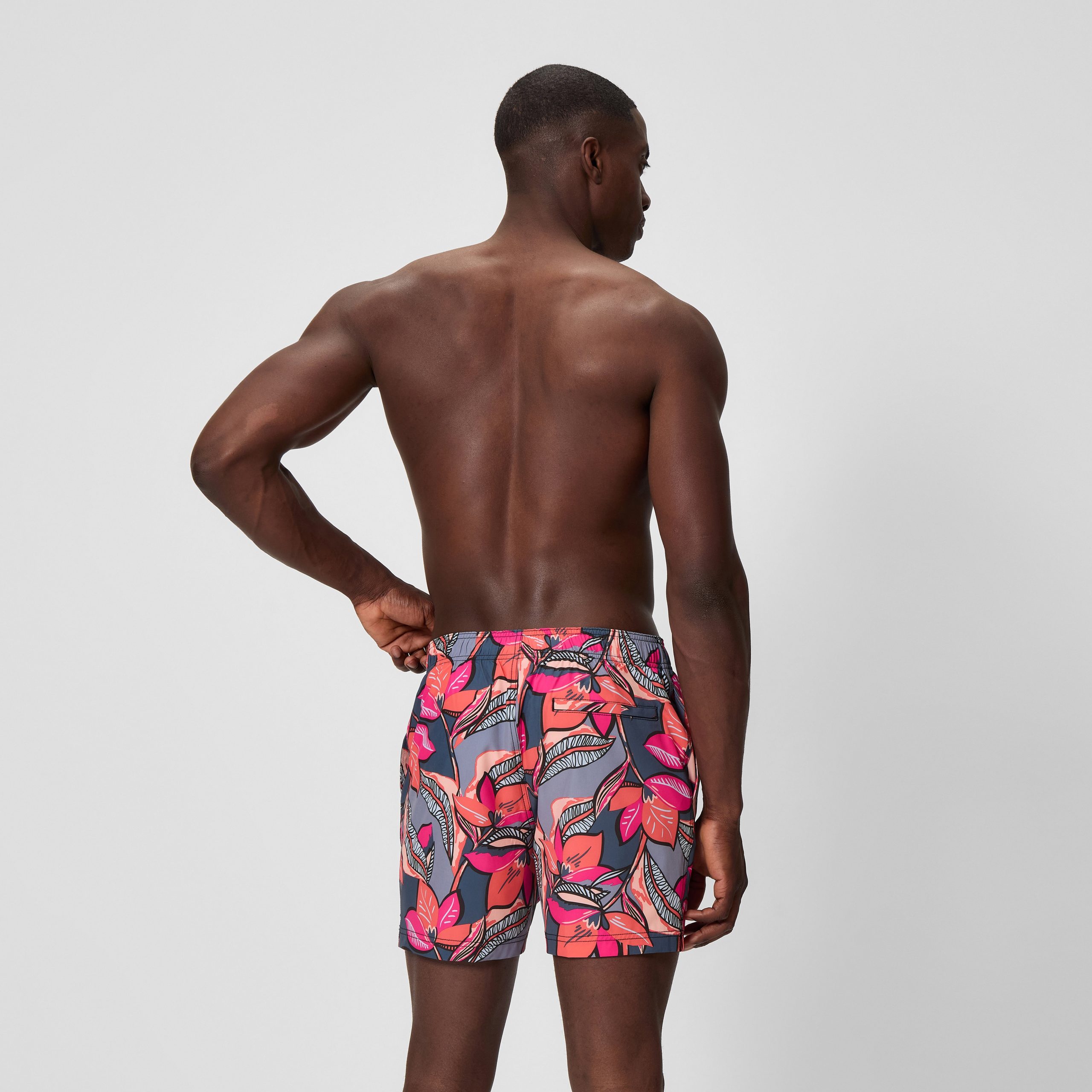Men's Redondo Edge Printed Swim Shorts Coral/Grey - Image 3
