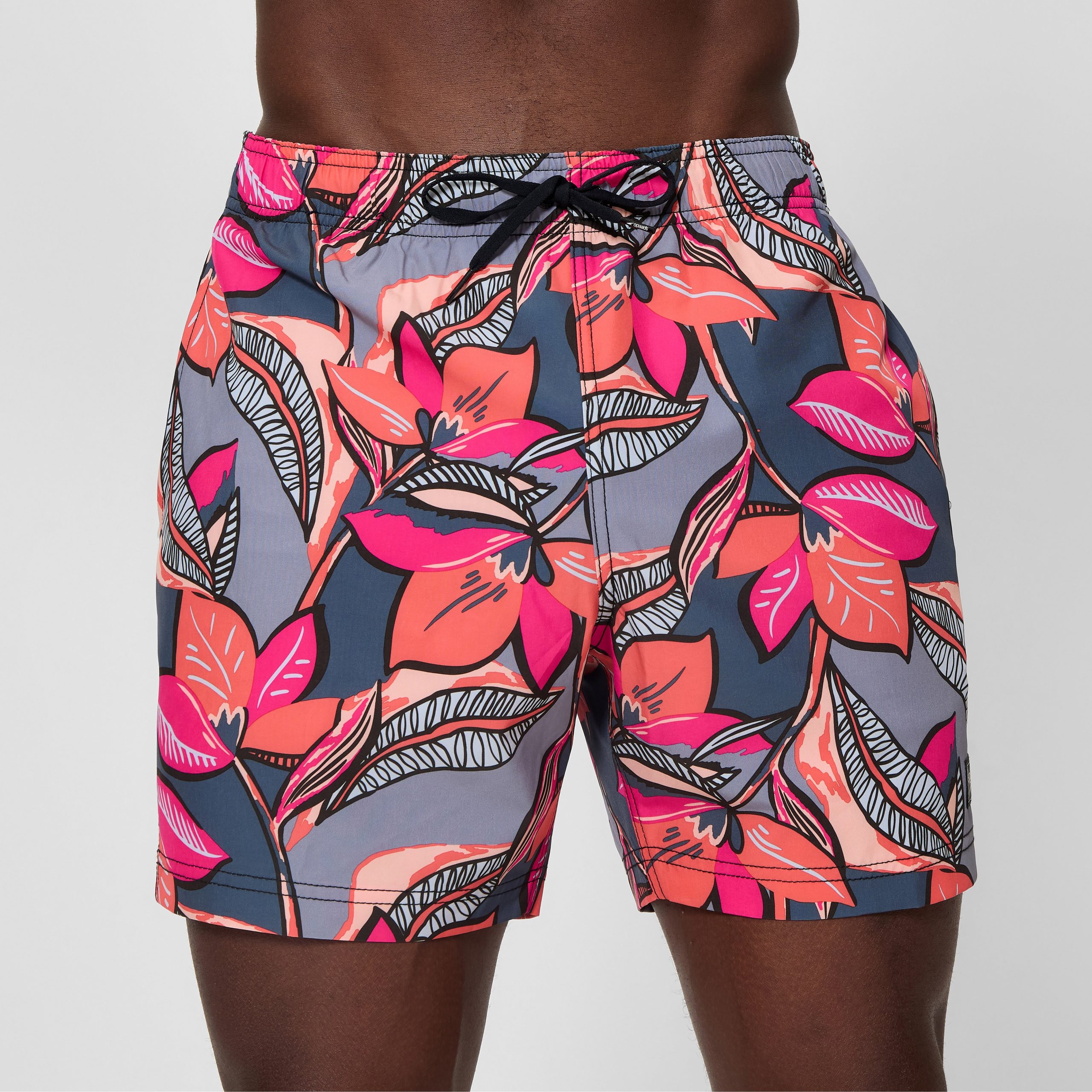 Men's Redondo Edge Printed Swim Shorts Coral/Grey - Image 9