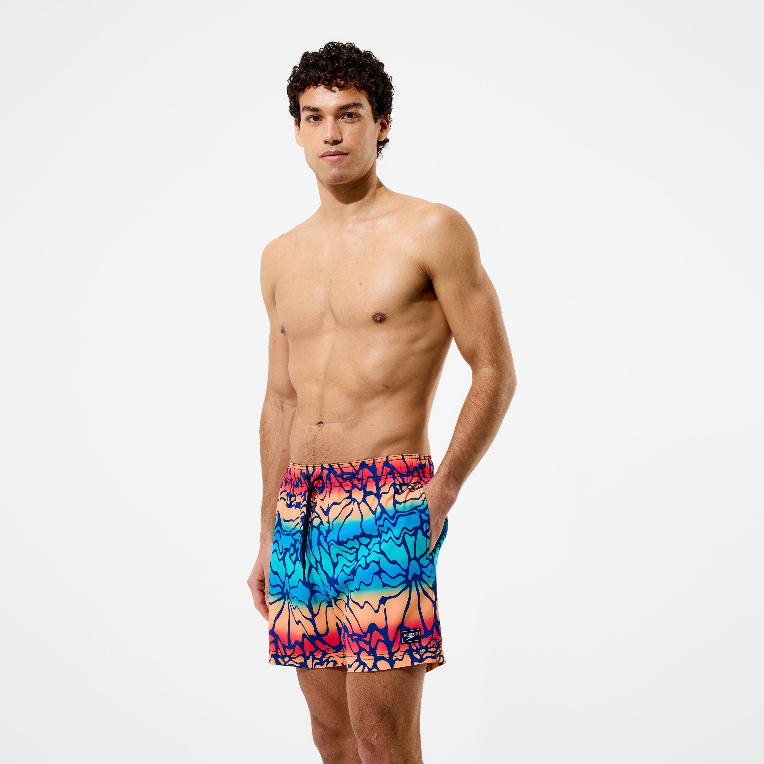 Men's Redondo Edge Printed Swim Shorts Blue/Orange - Image 2