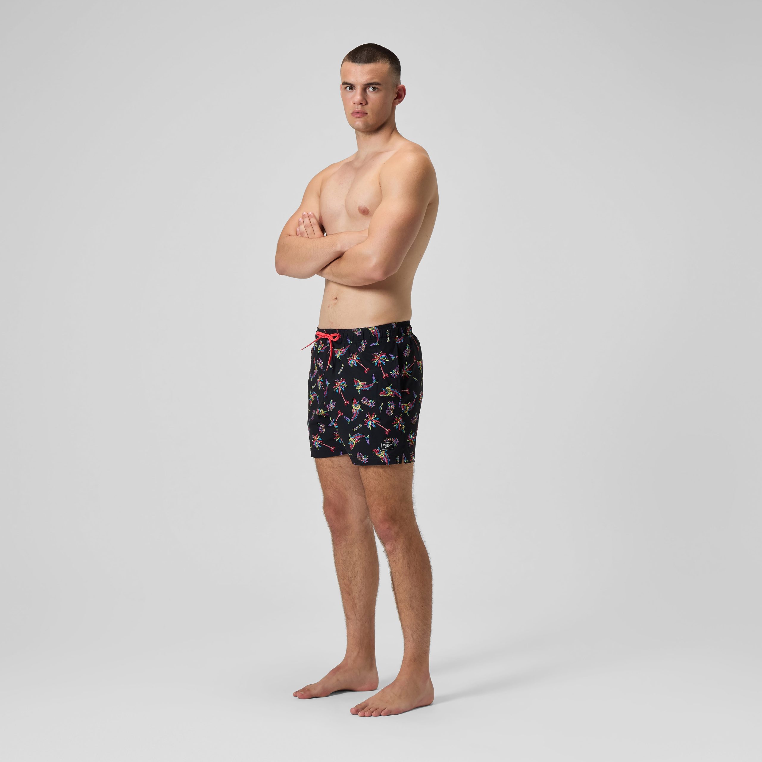 Men's Print Redondo Edge Volley Swim Trunks Navy/Pink