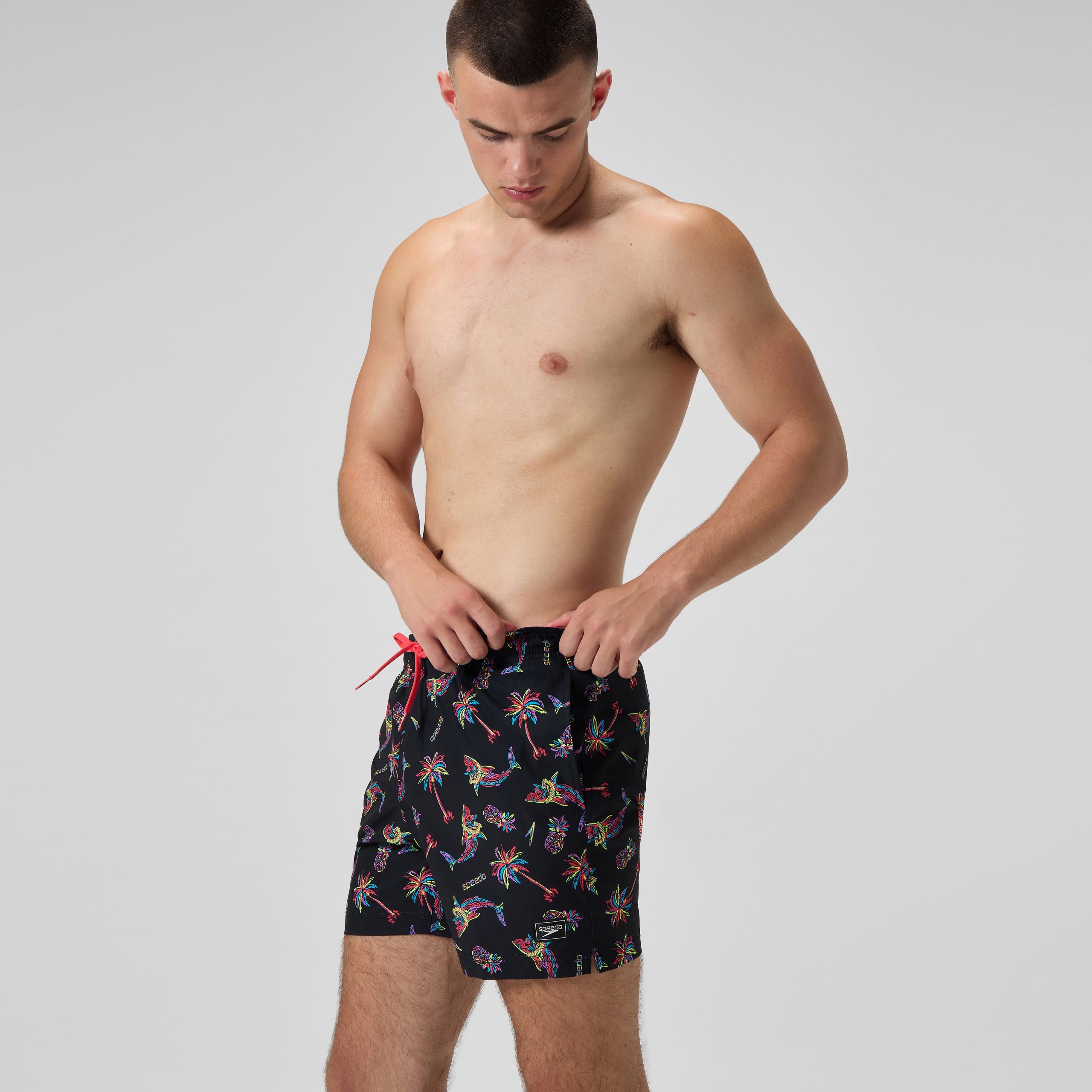 Men's Print Redondo Edge Volley Swim Trunks Navy/Pink - Image 3