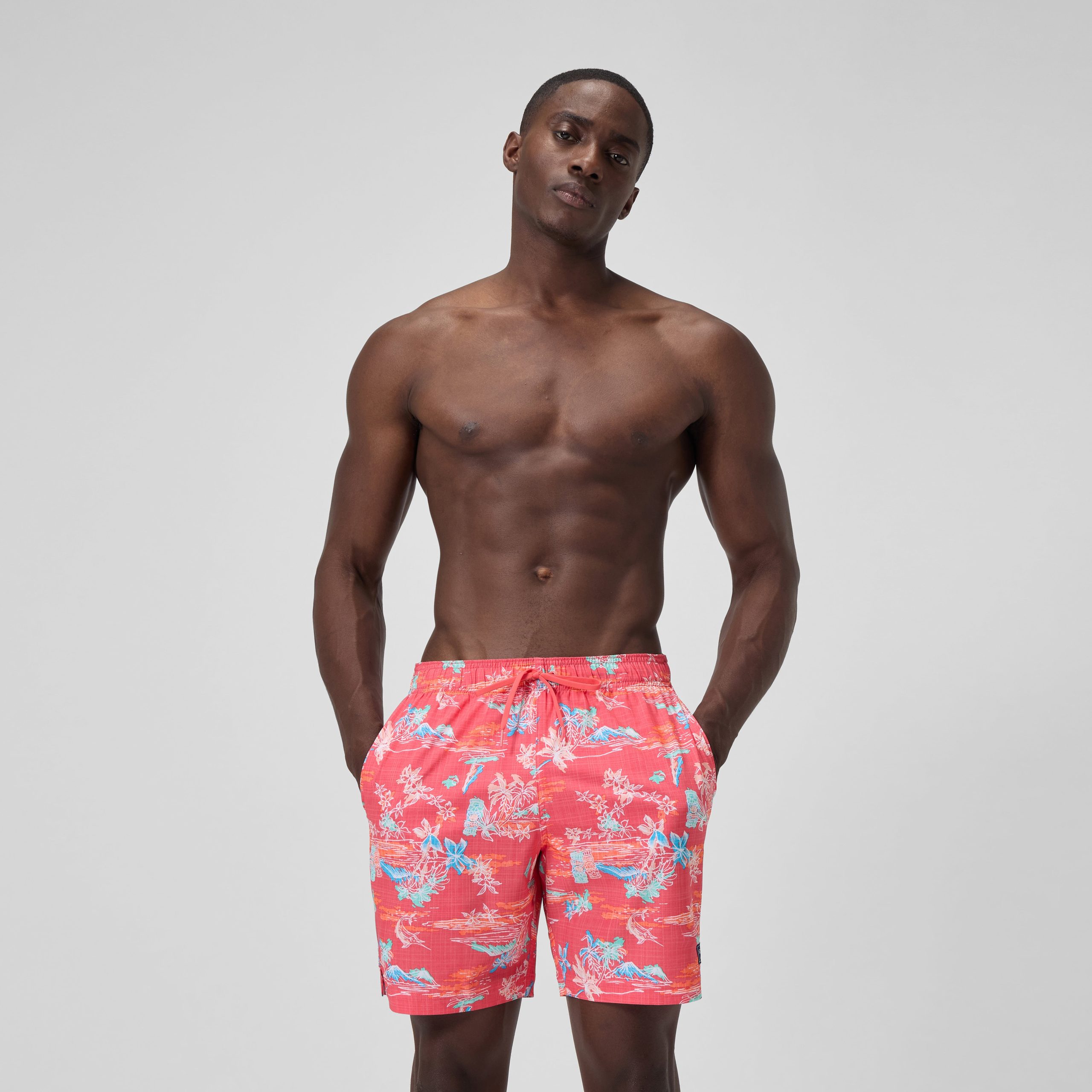 Men's Print Redondo Edge Volley Swim Trunks Orange - Image 2