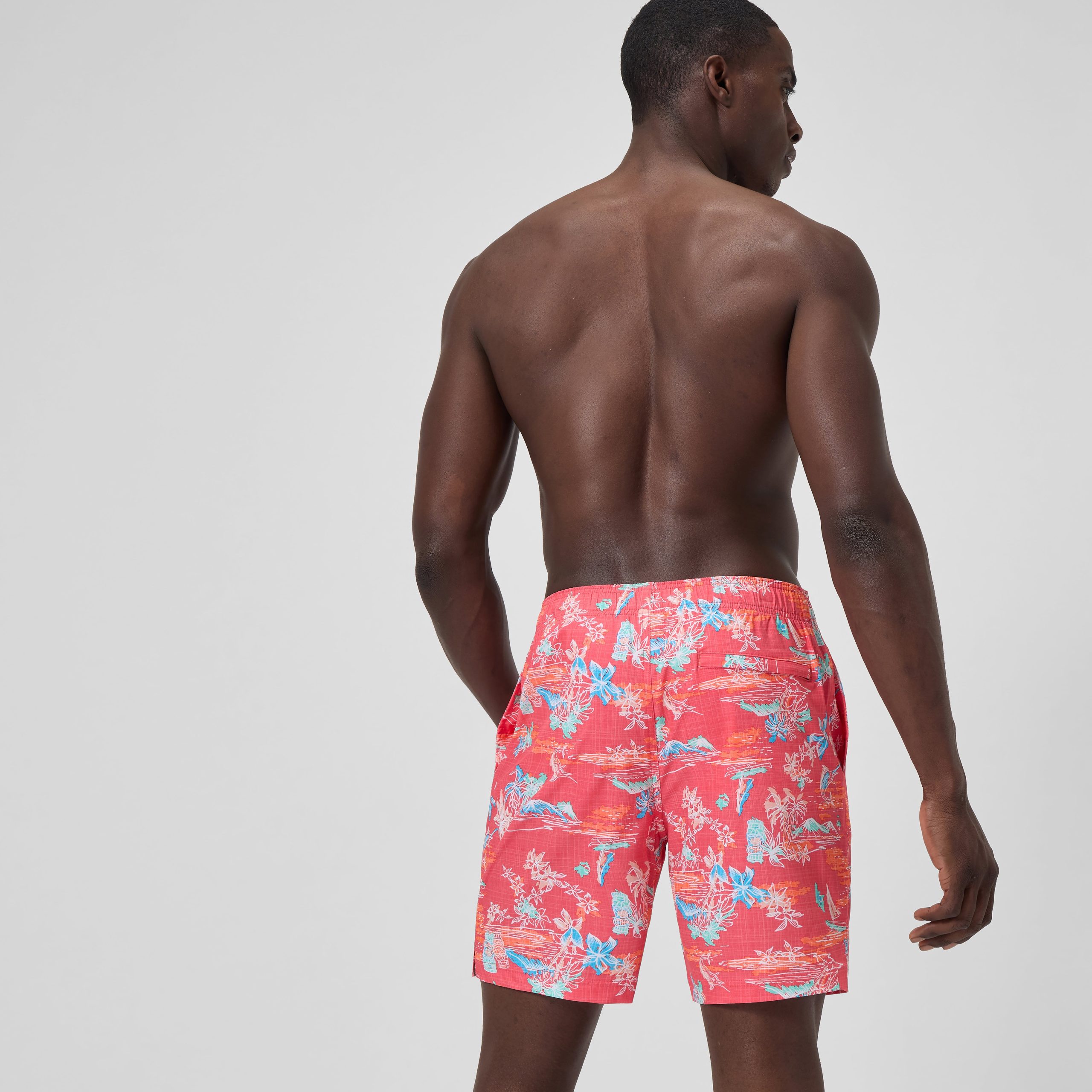 Men's Print Redondo Edge Volley Swim Trunks Orange - Image 4