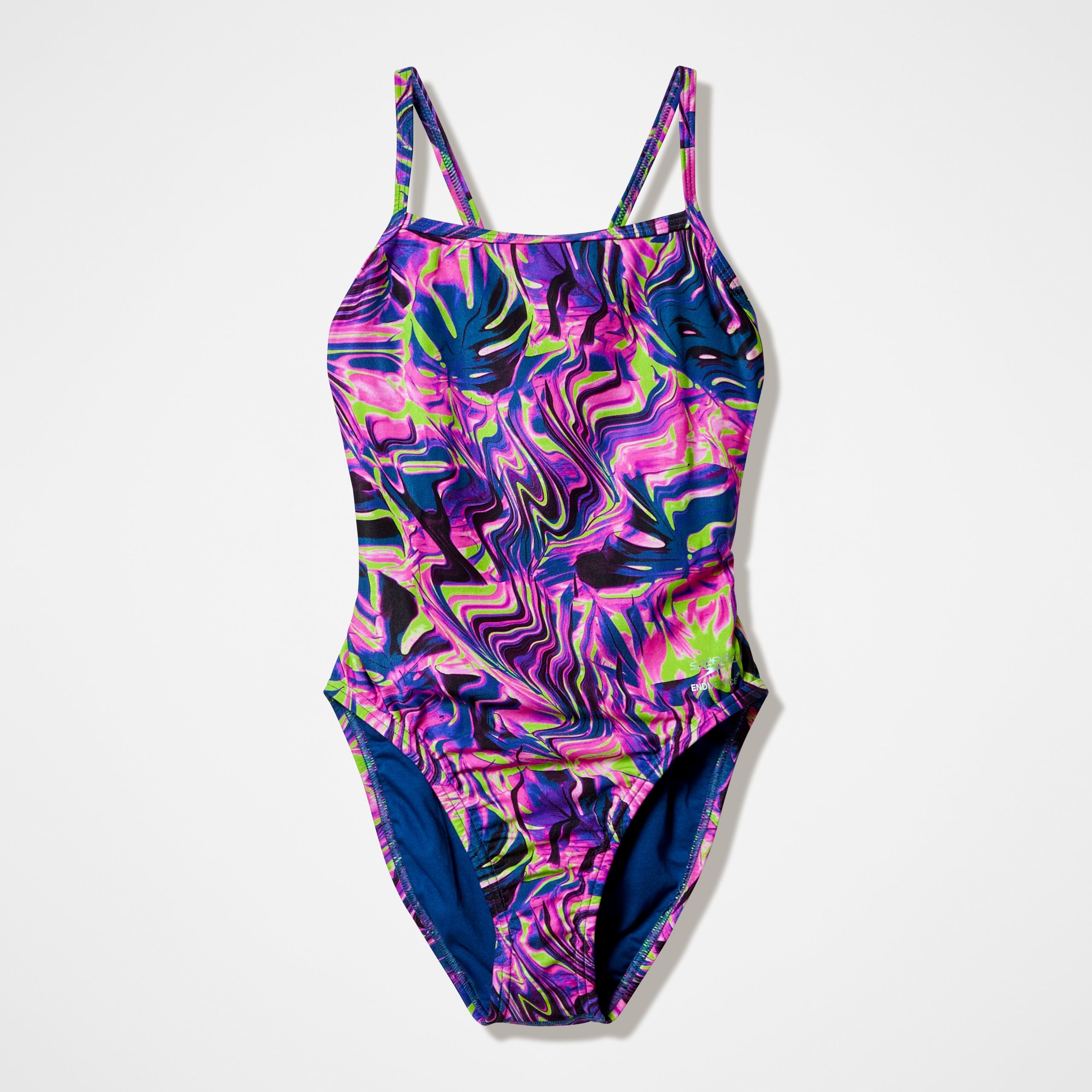 Women's Club Training Printed Web Back One Piece Pink/Navy - Image 4