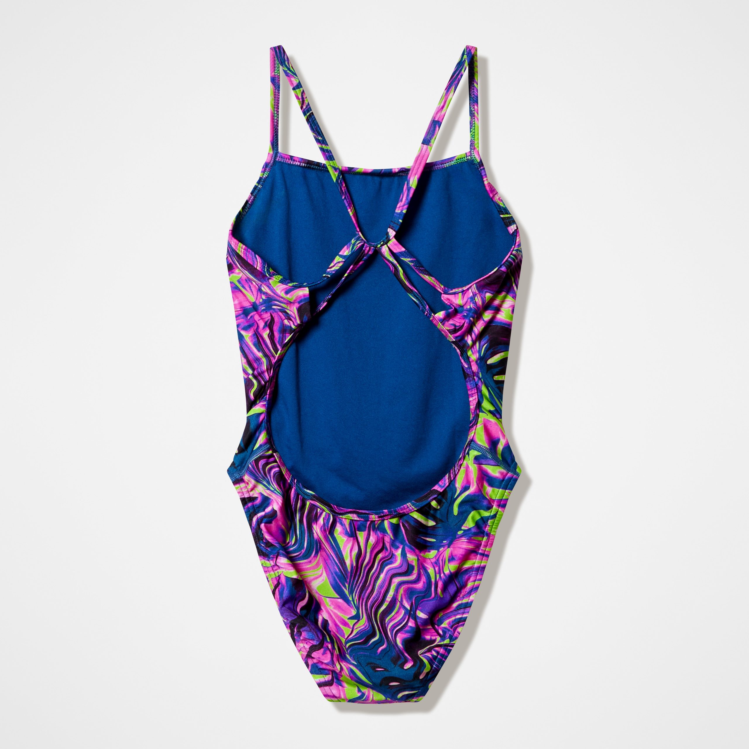 Women's Club Training Printed Web Back One Piece Pink/Navy - Image 5