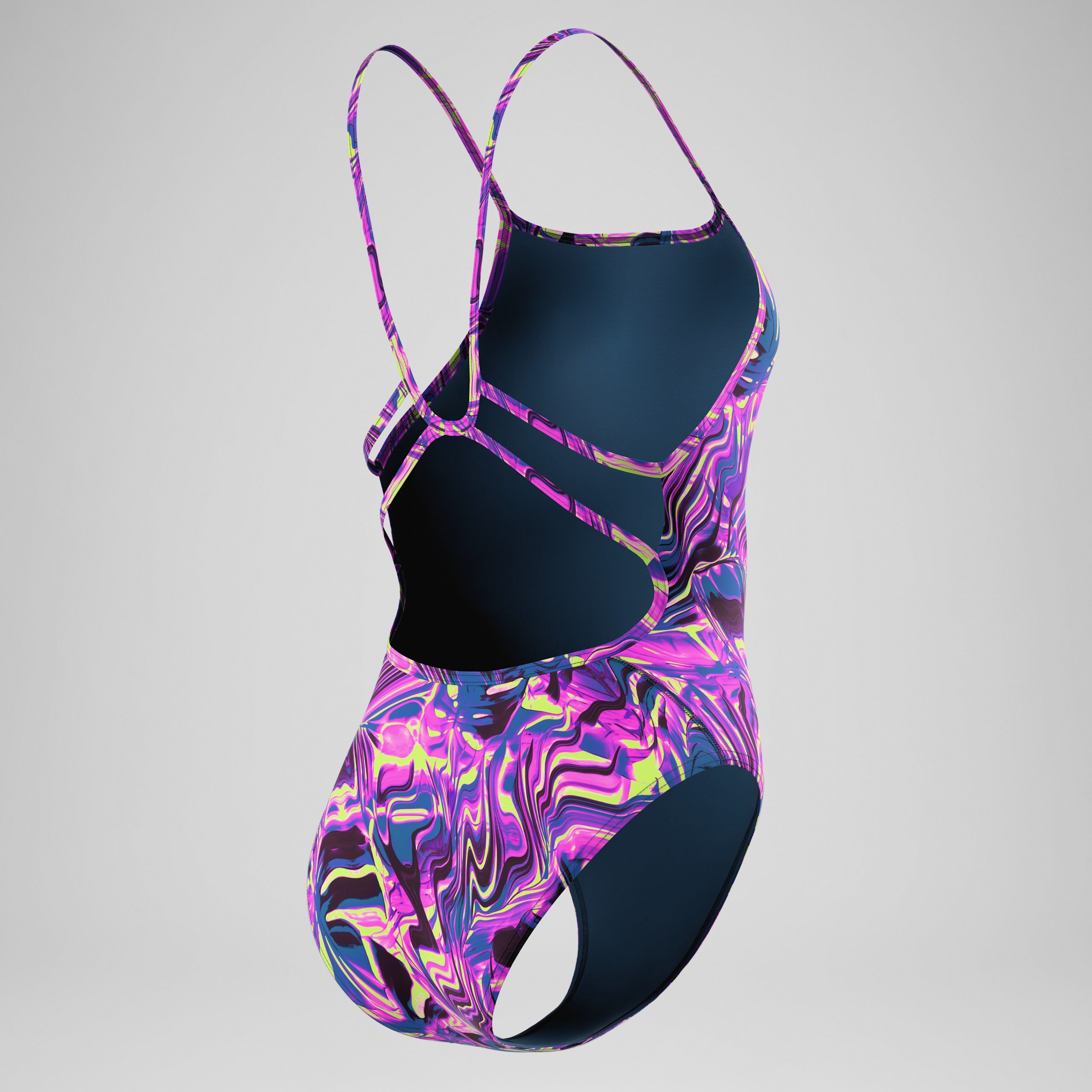 Women's Club Training Printed Web Back One Piece Pink/Navy - Image 7
