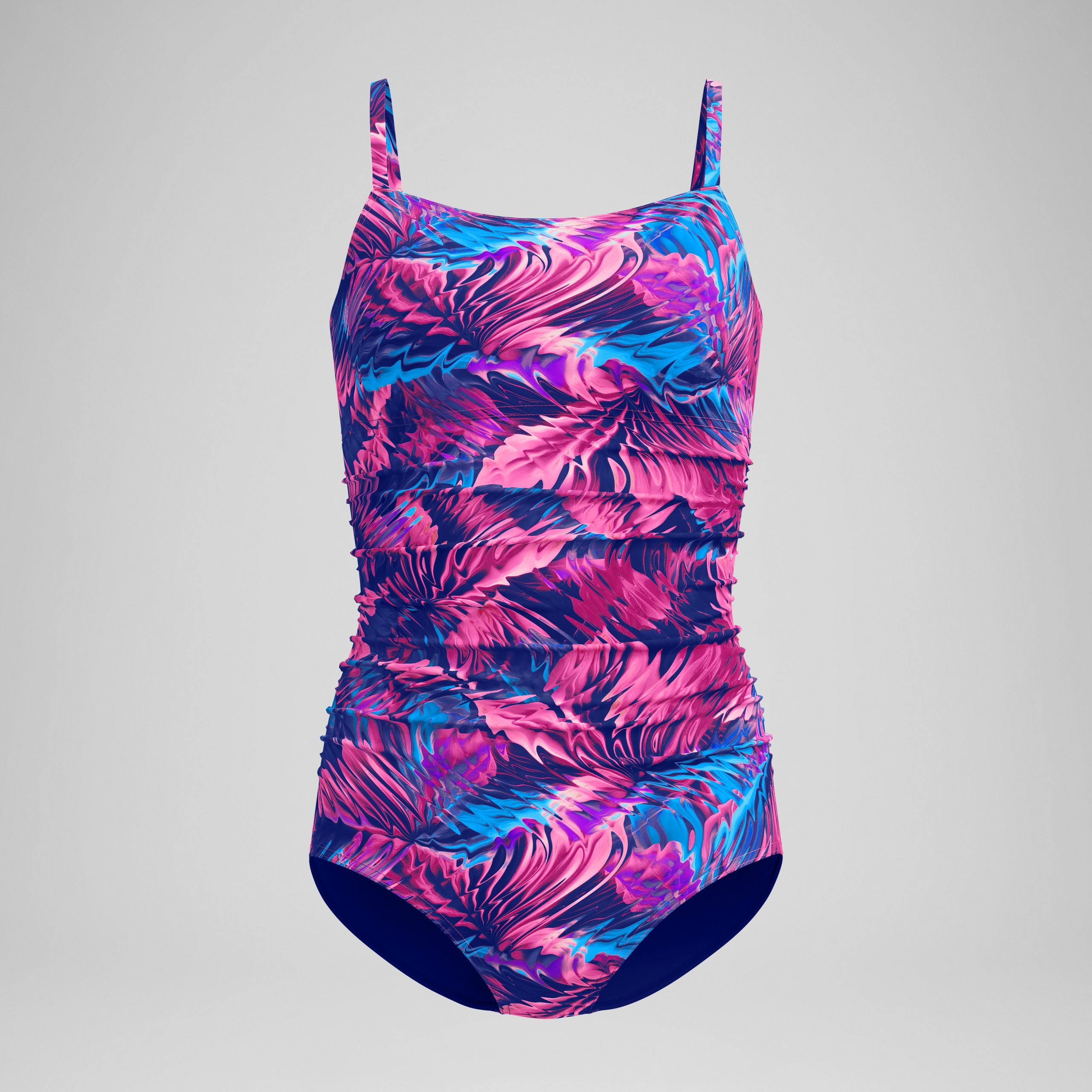Women's Printed Shirred Adjustable One Piece Navy/Pink - Image 4
