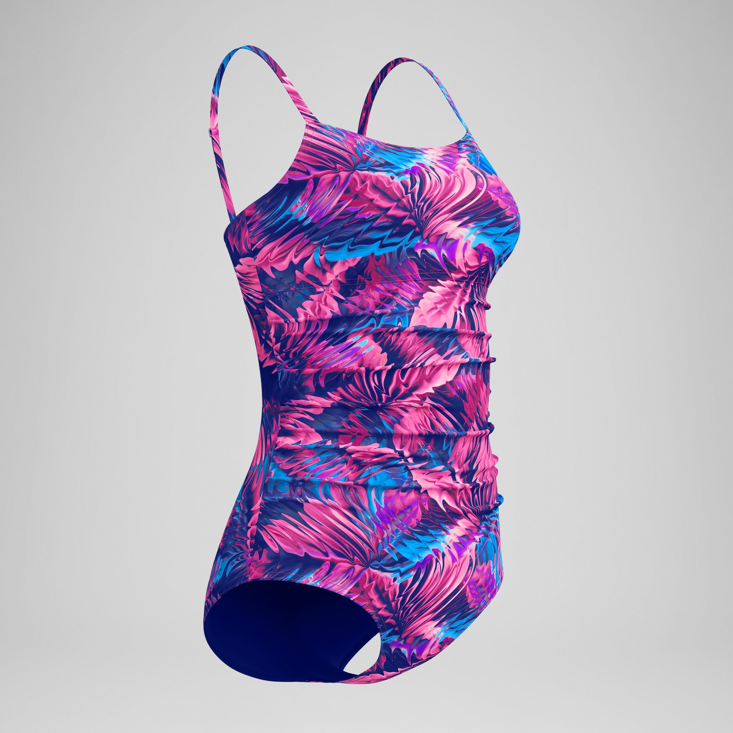 Women's Printed Shirred Adjustable One Piece Navy/Pink - Image 5