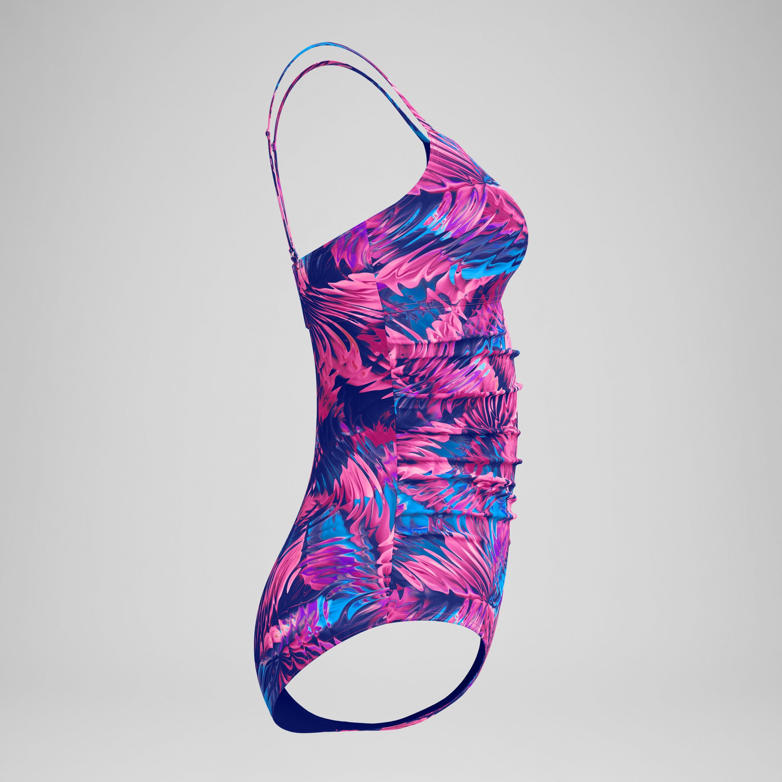 Women's Printed Shirred Adjustable One Piece Navy/Pink - Image 6