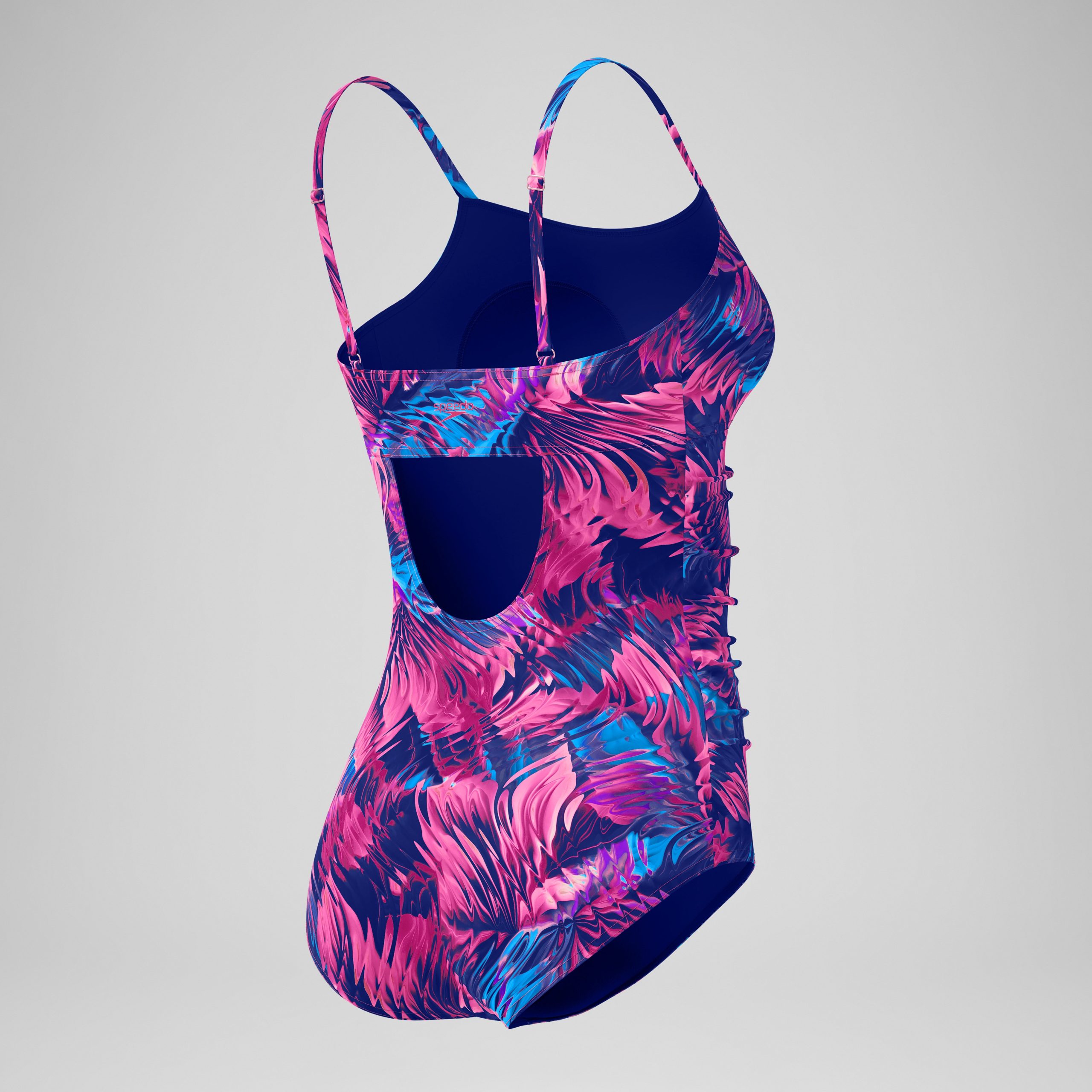 Women's Printed Shirred Adjustable One Piece Navy/Pink - Image 7