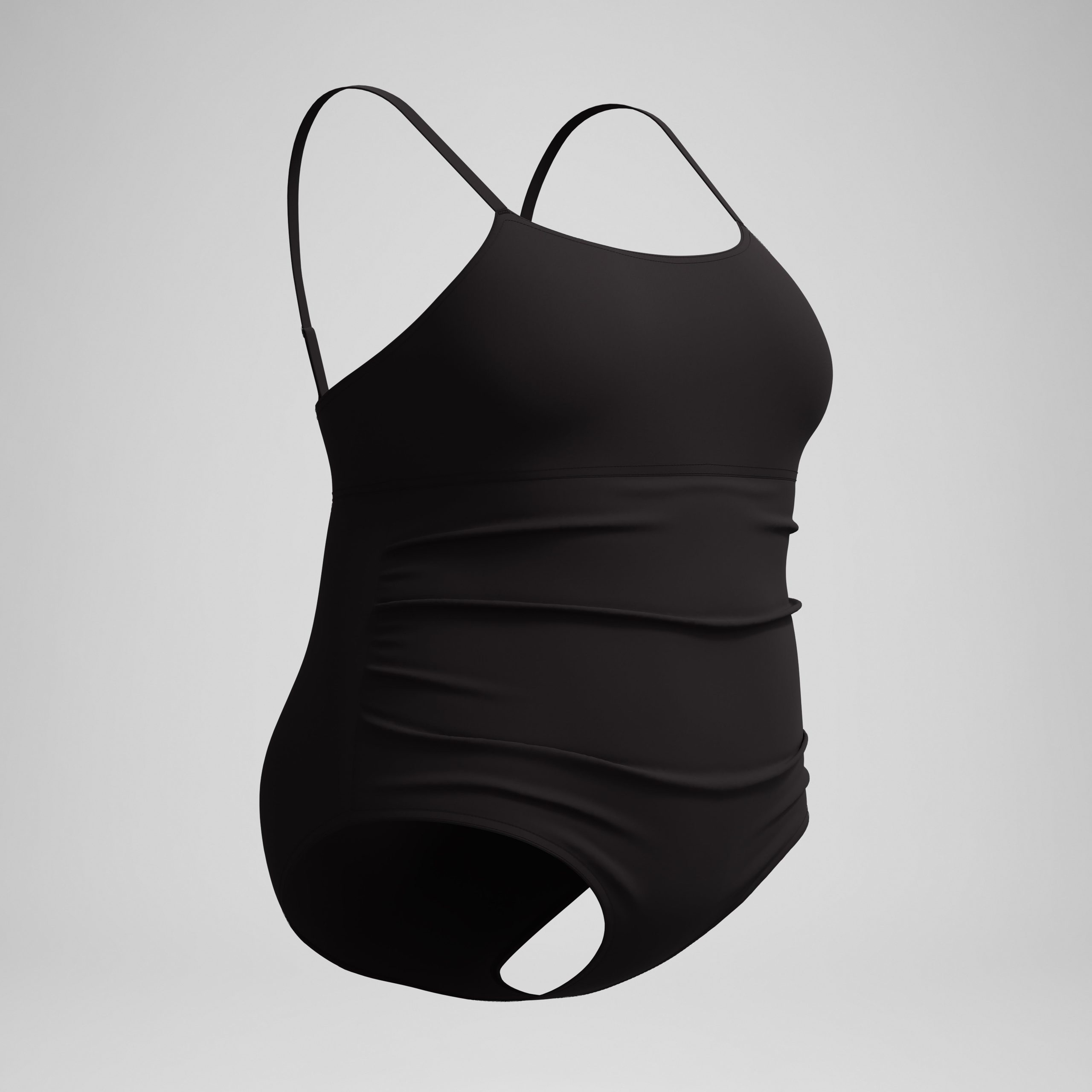 Women's New Plus Solid Shirred Tank One Piece Black - Image 2