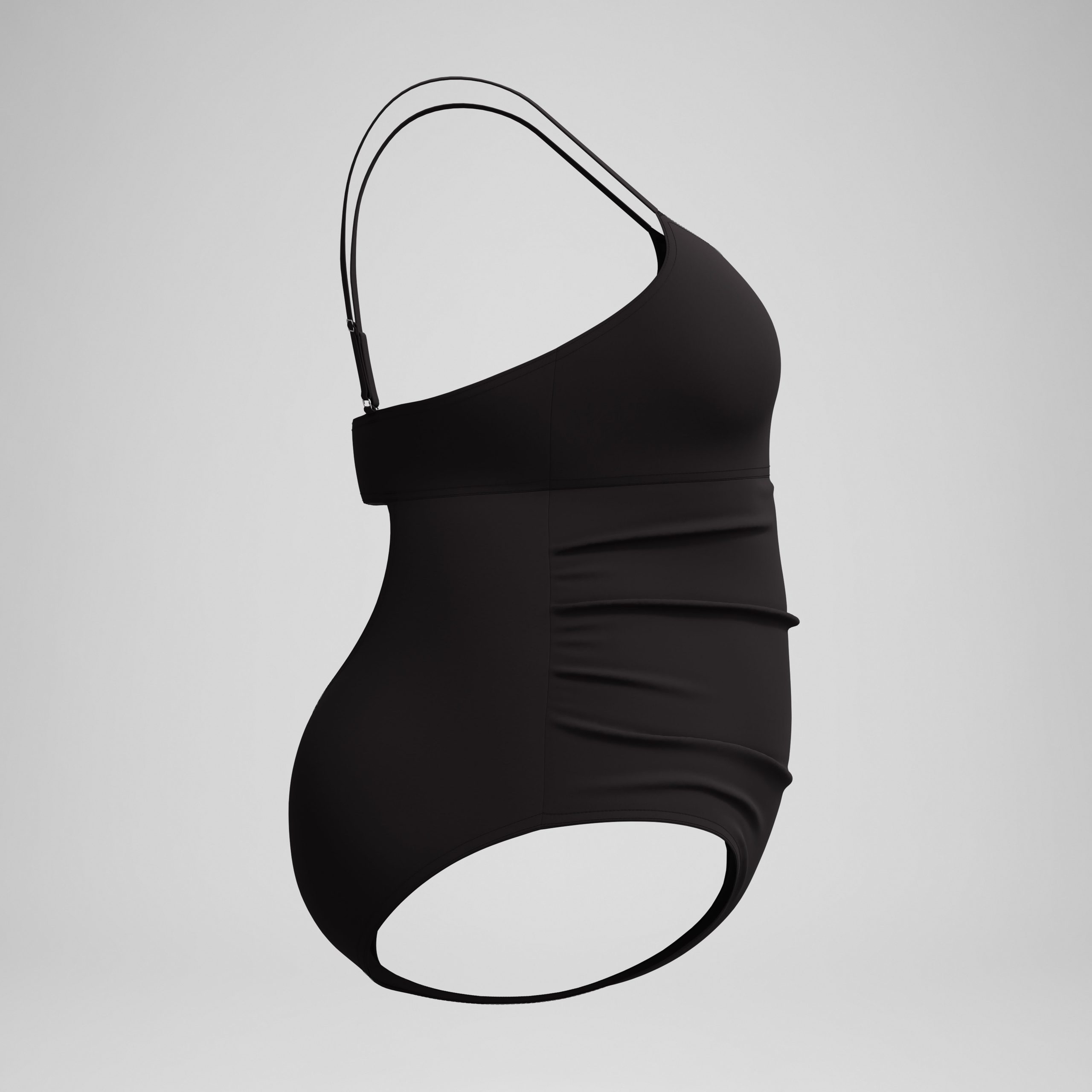 Women's New Plus Solid Shirred Tank One Piece Black - Image 3