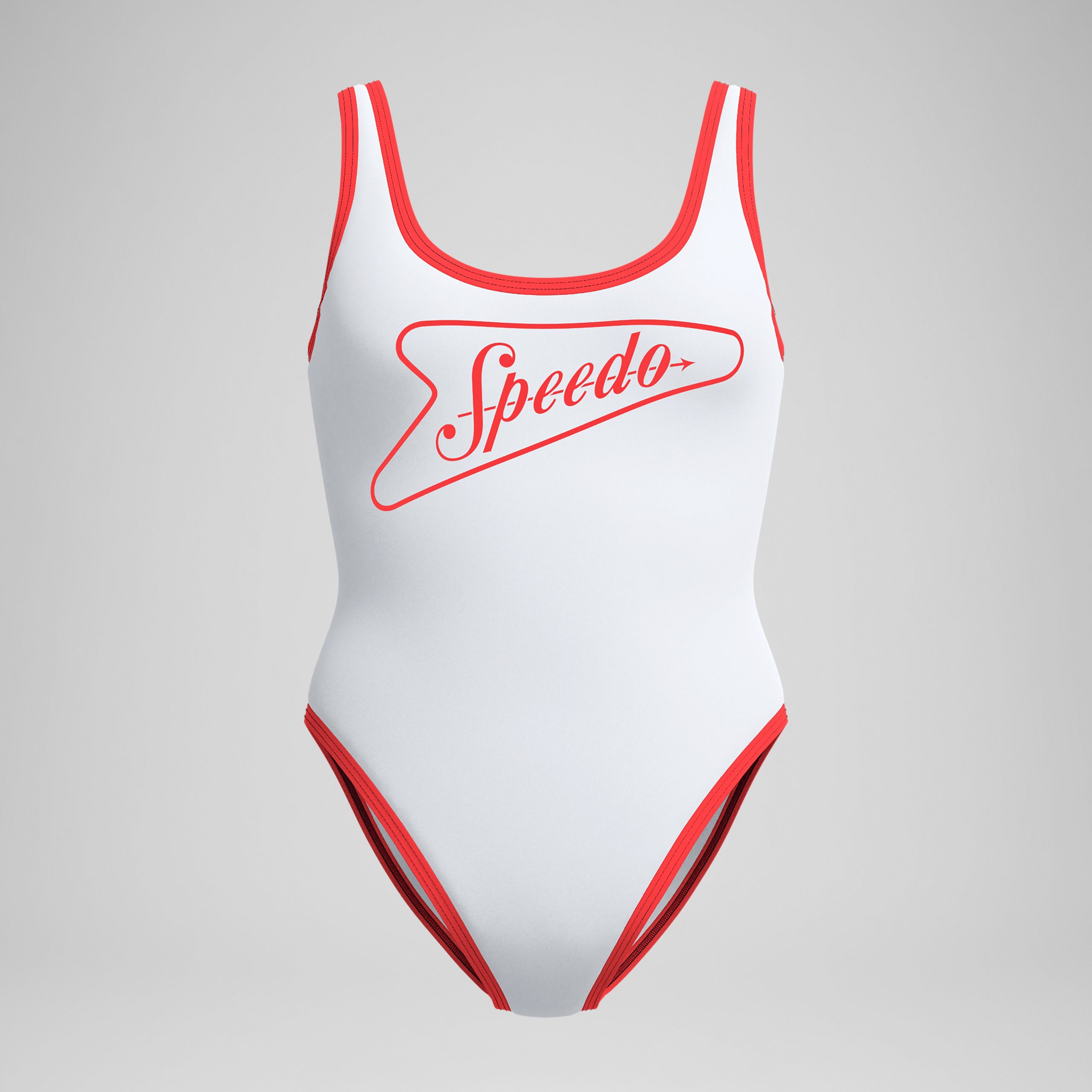 Women's Jetstream Solid Bound Scoop One Piece Red/White - Image 4