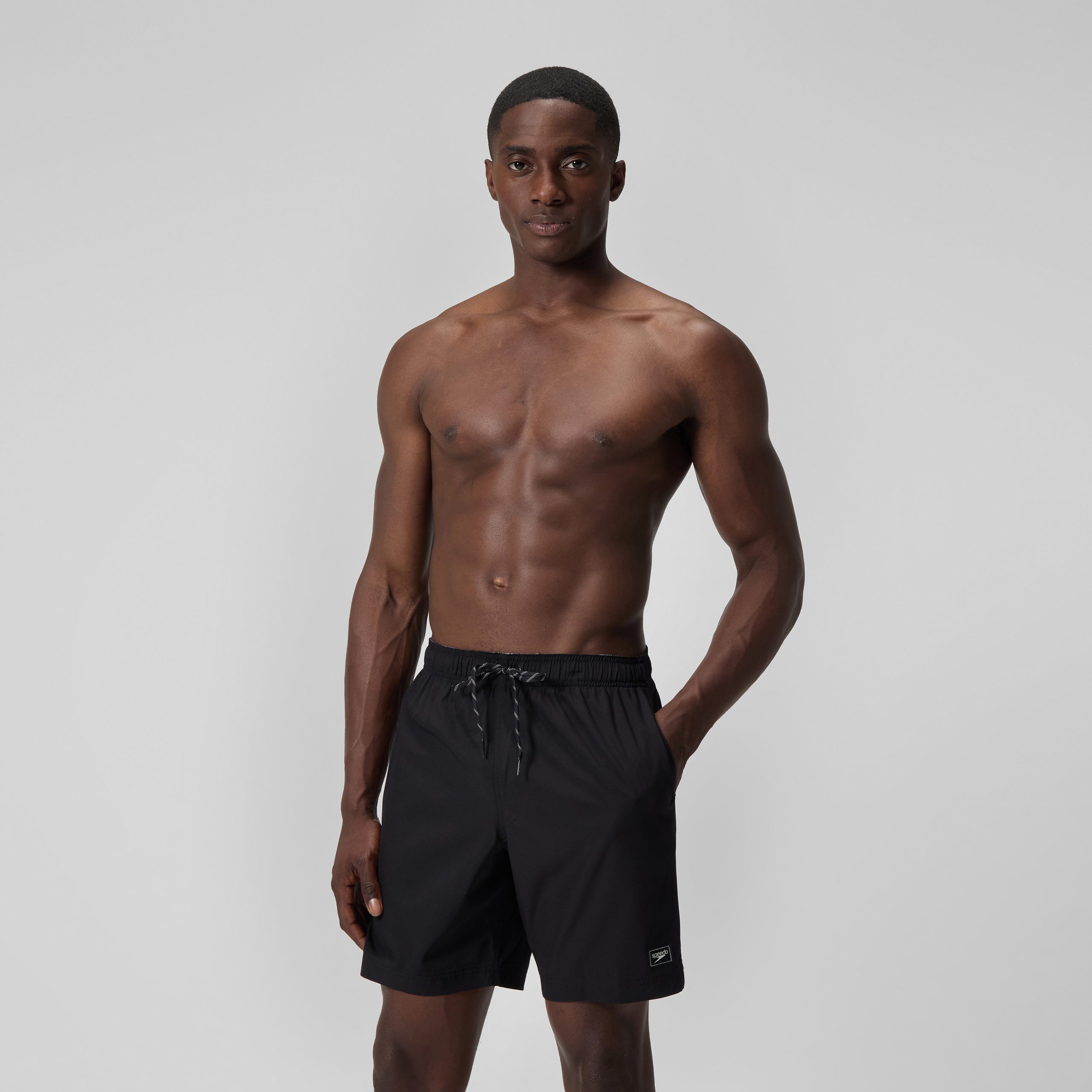 Men's Solid Volley Swim Trunks Black - Image 2