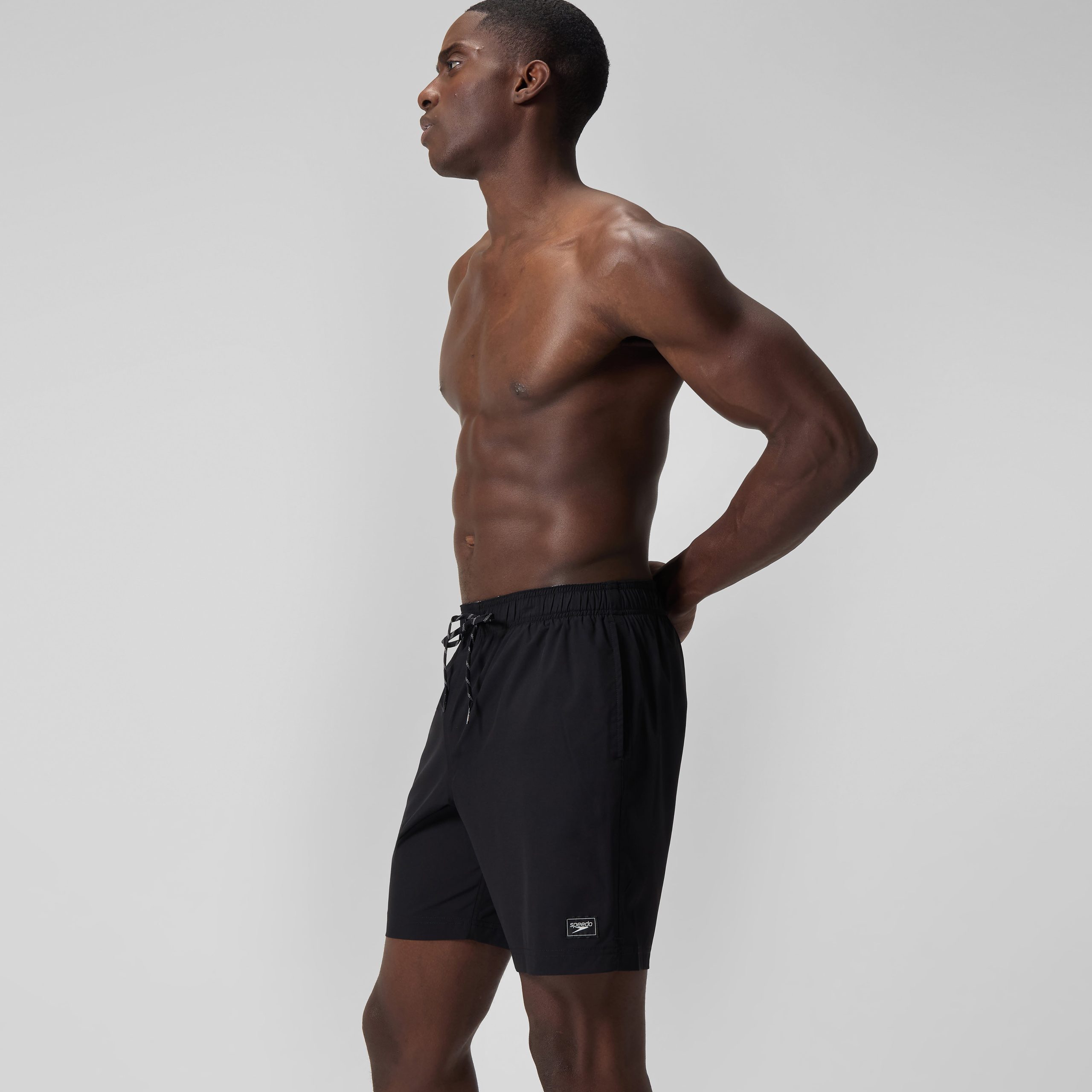 Men's Solid Volley Swim Trunks Black - Image 3