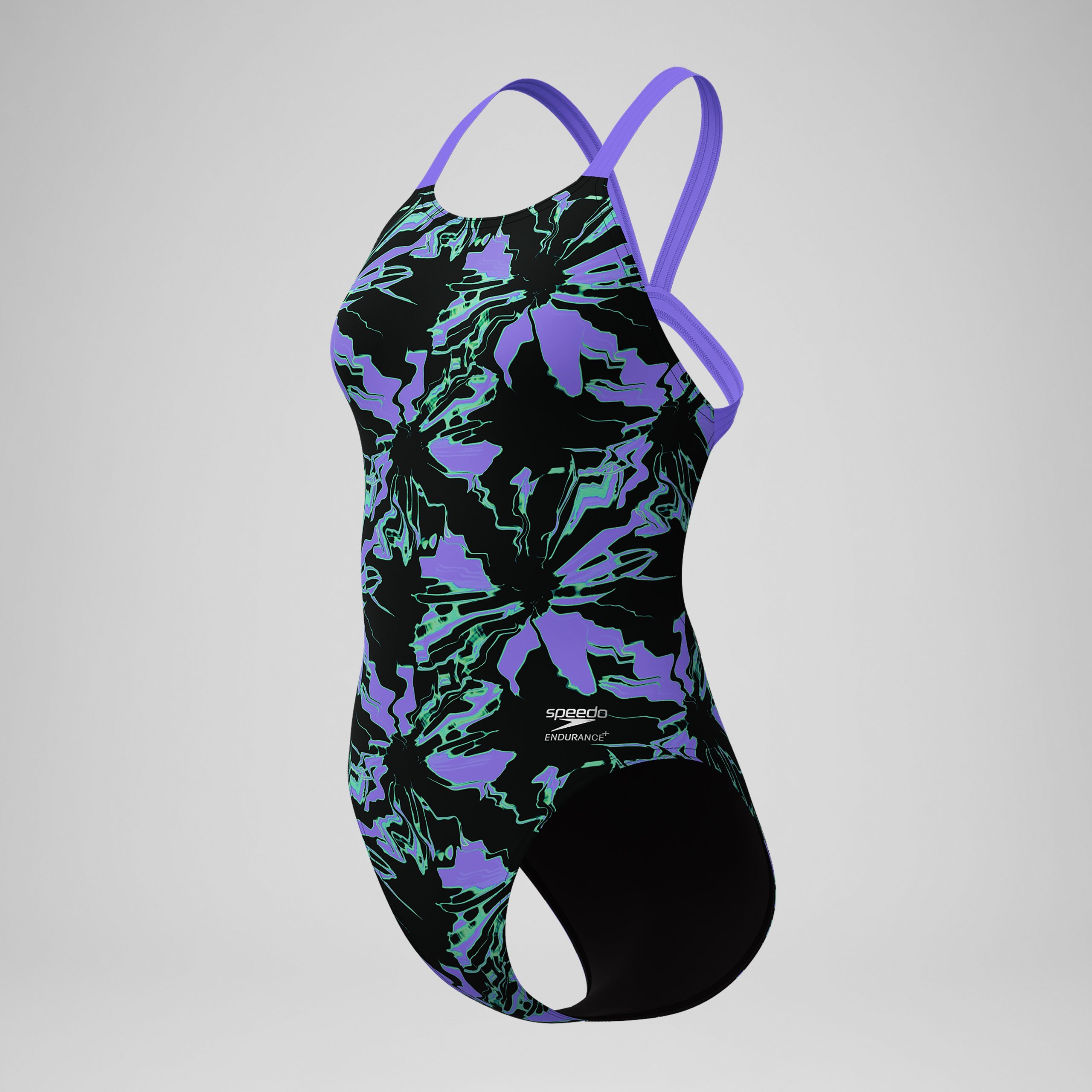 Women's Club Training Printed Leaderback One Piece Black/Purple - Image 7