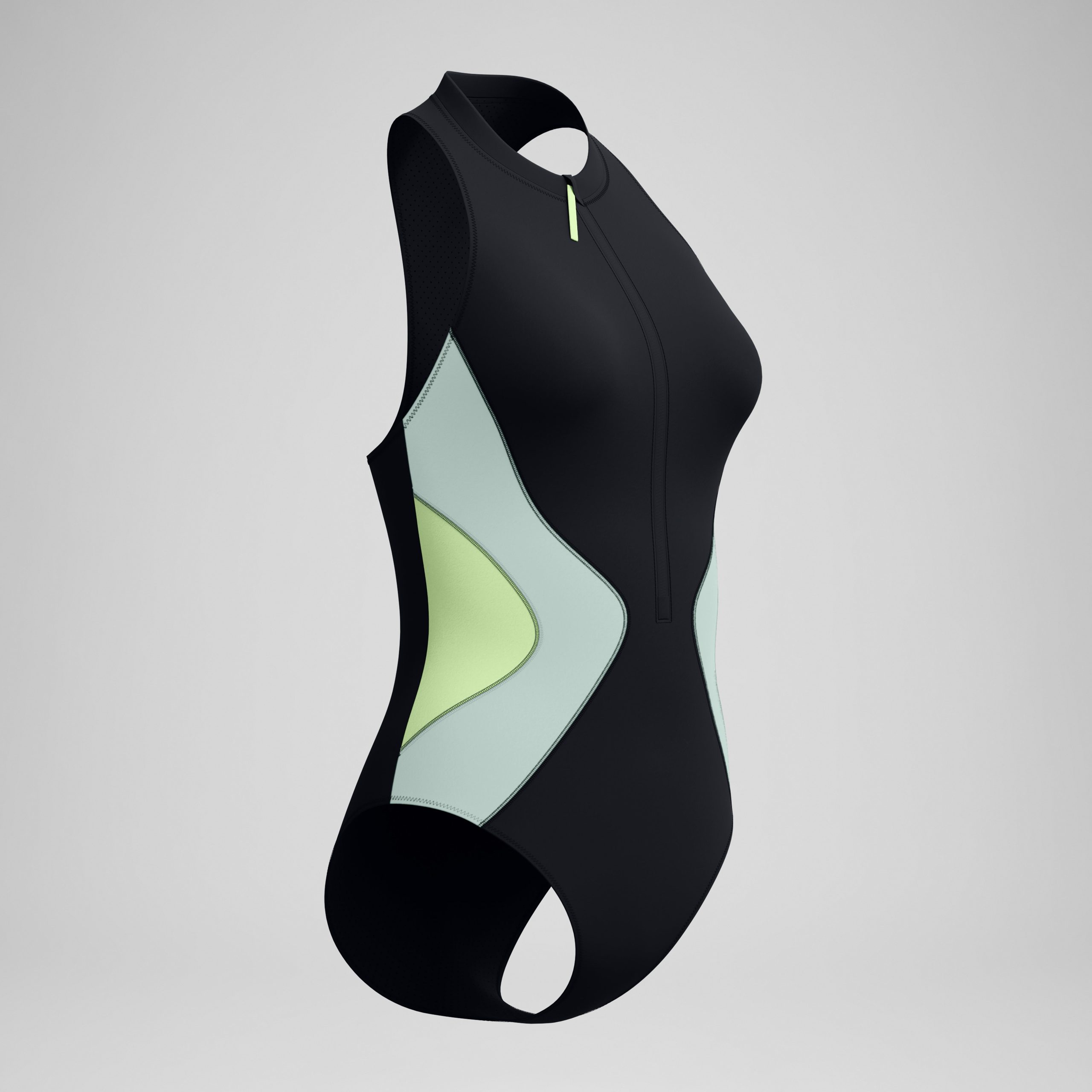 Women's Ocean Flex Zip One Piece Black/Green - Image 5