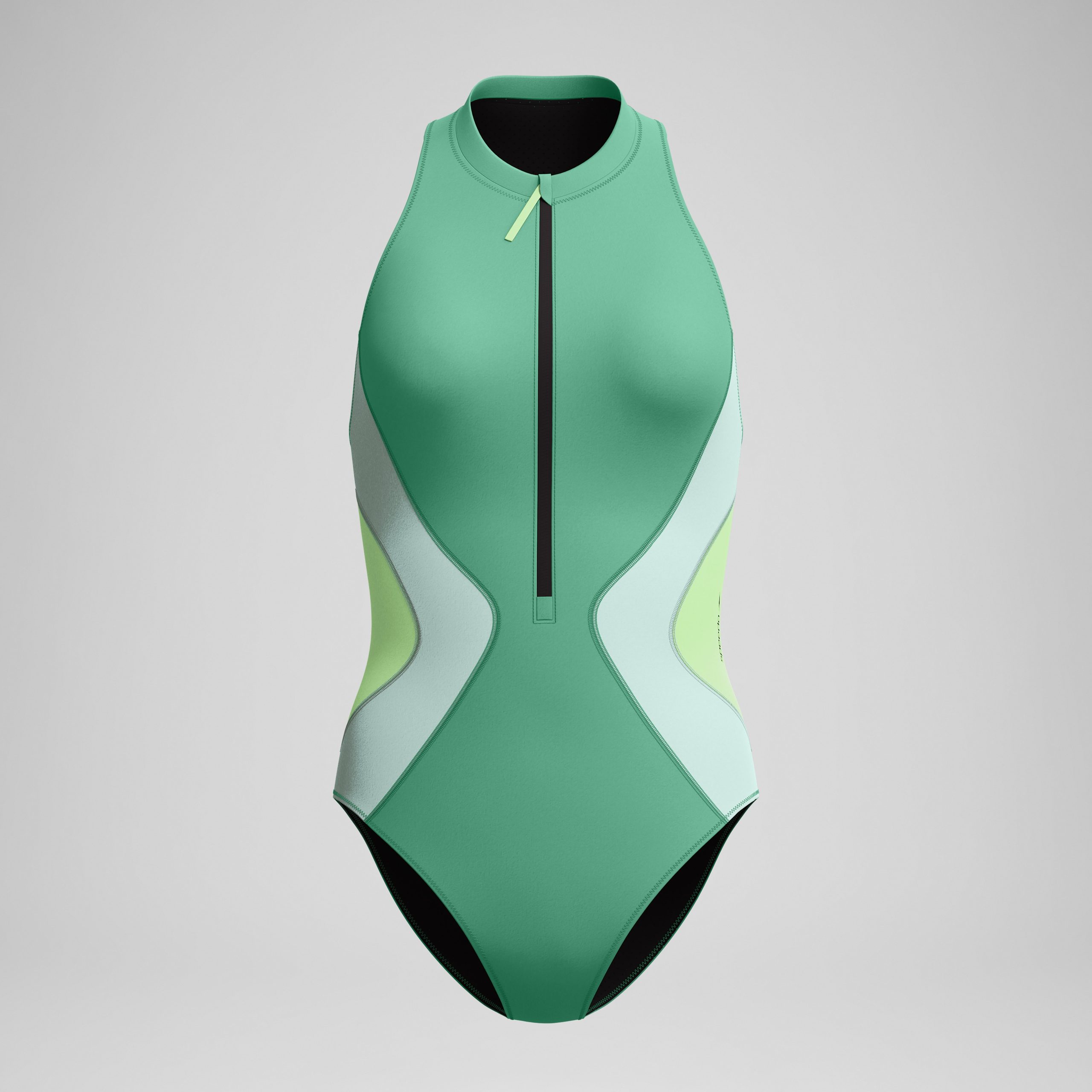 Women's Ocean Flex Zip One Piece Green - Image 4