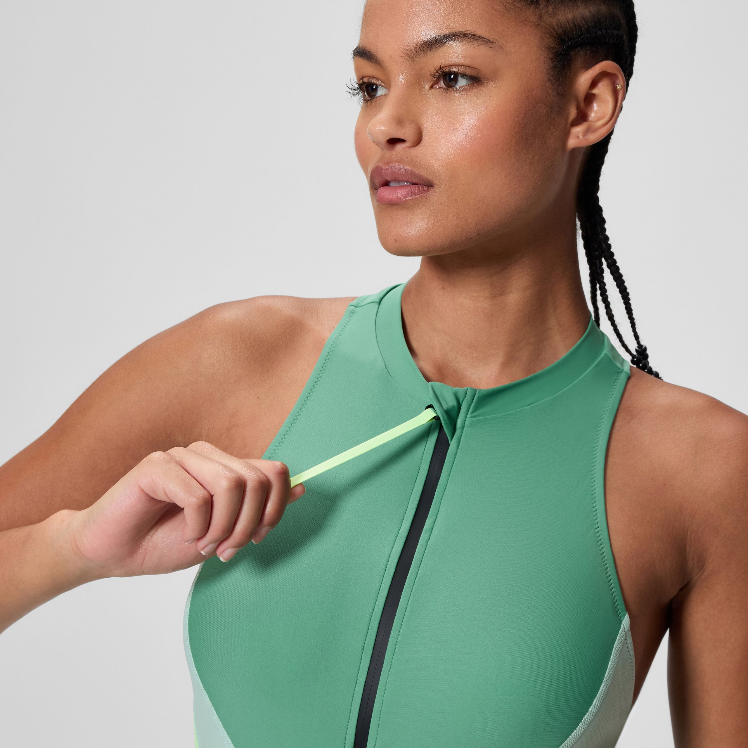 Women's Ocean Flex Zip One Piece Green - Image 9
