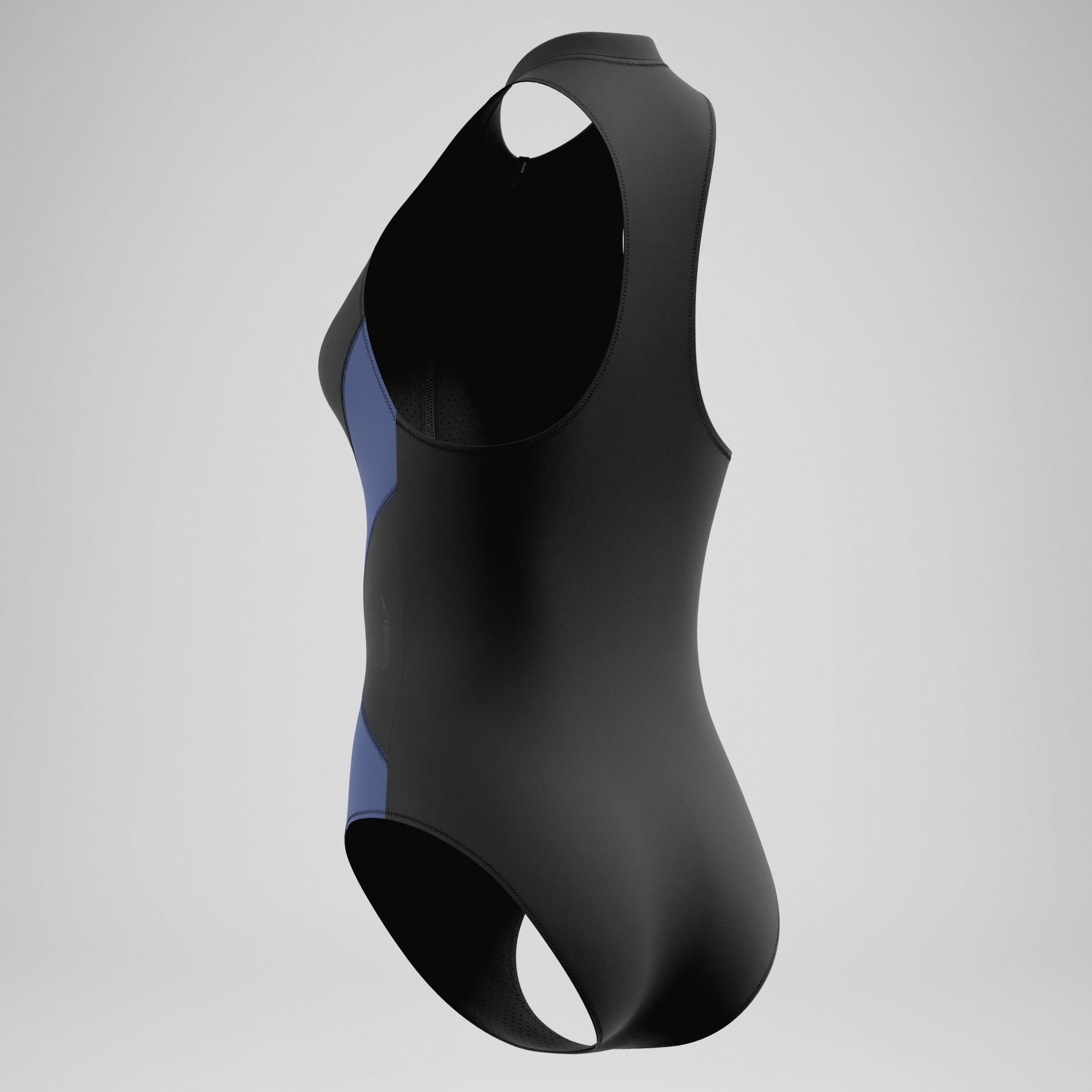 Women's Ocean Flex Zip One Piece Black/Blue - Image 9