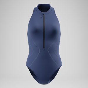 Women's Ocean Flex Zip One Piece Gray/Blue