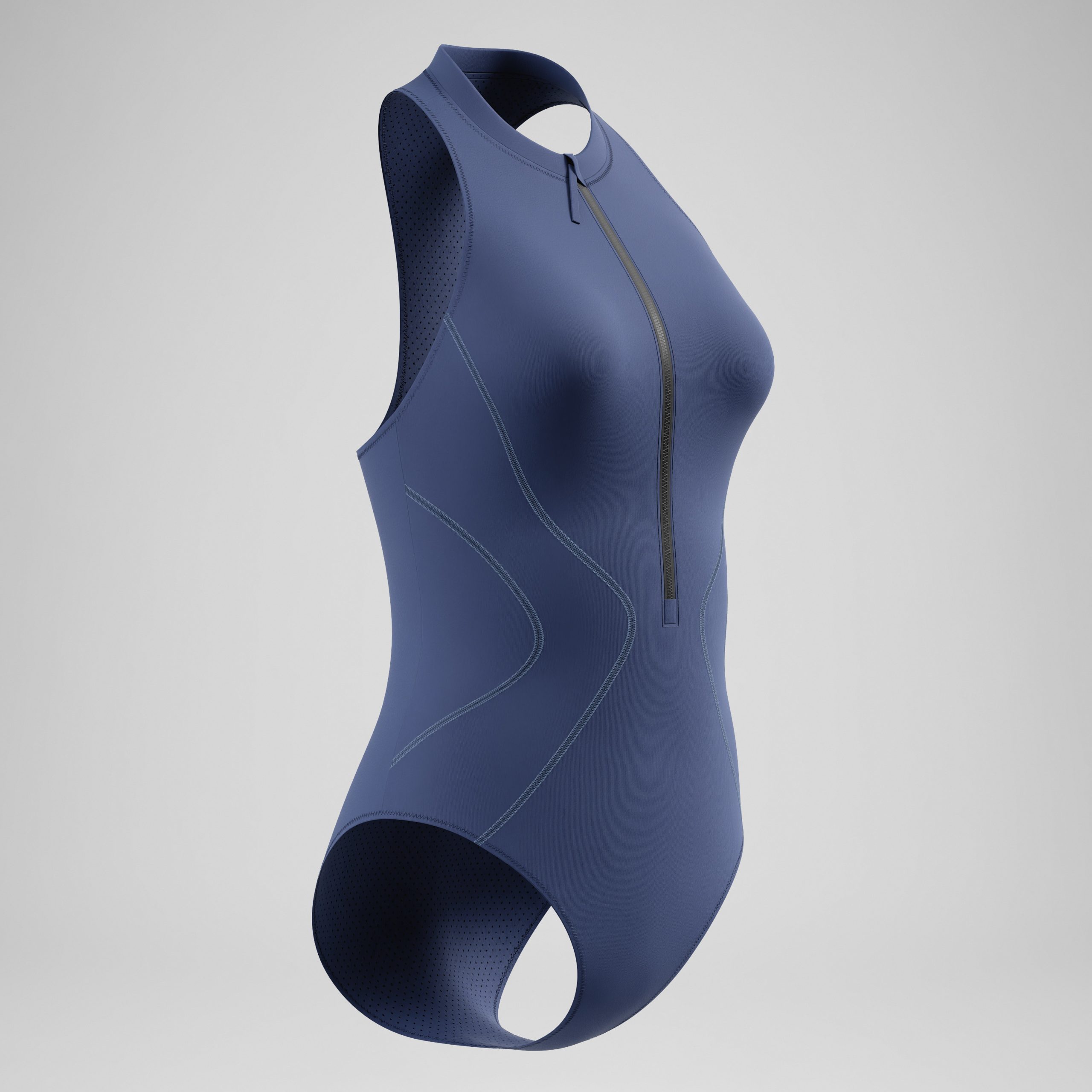 Women's Ocean Flex Zip One Piece Gray/Blue - Image 2