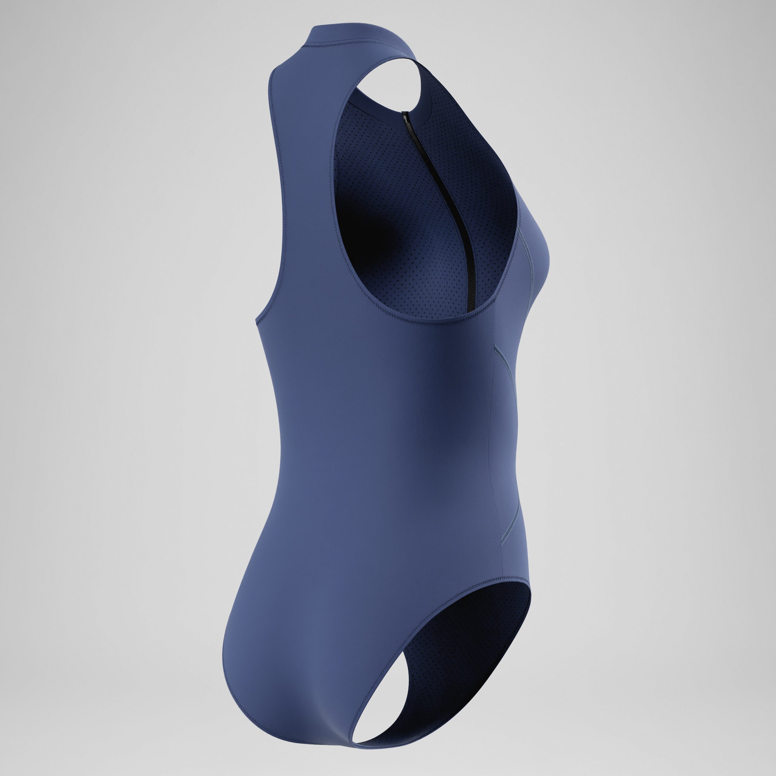 Women's Ocean Flex Zip One Piece Gray/Blue - Image 4