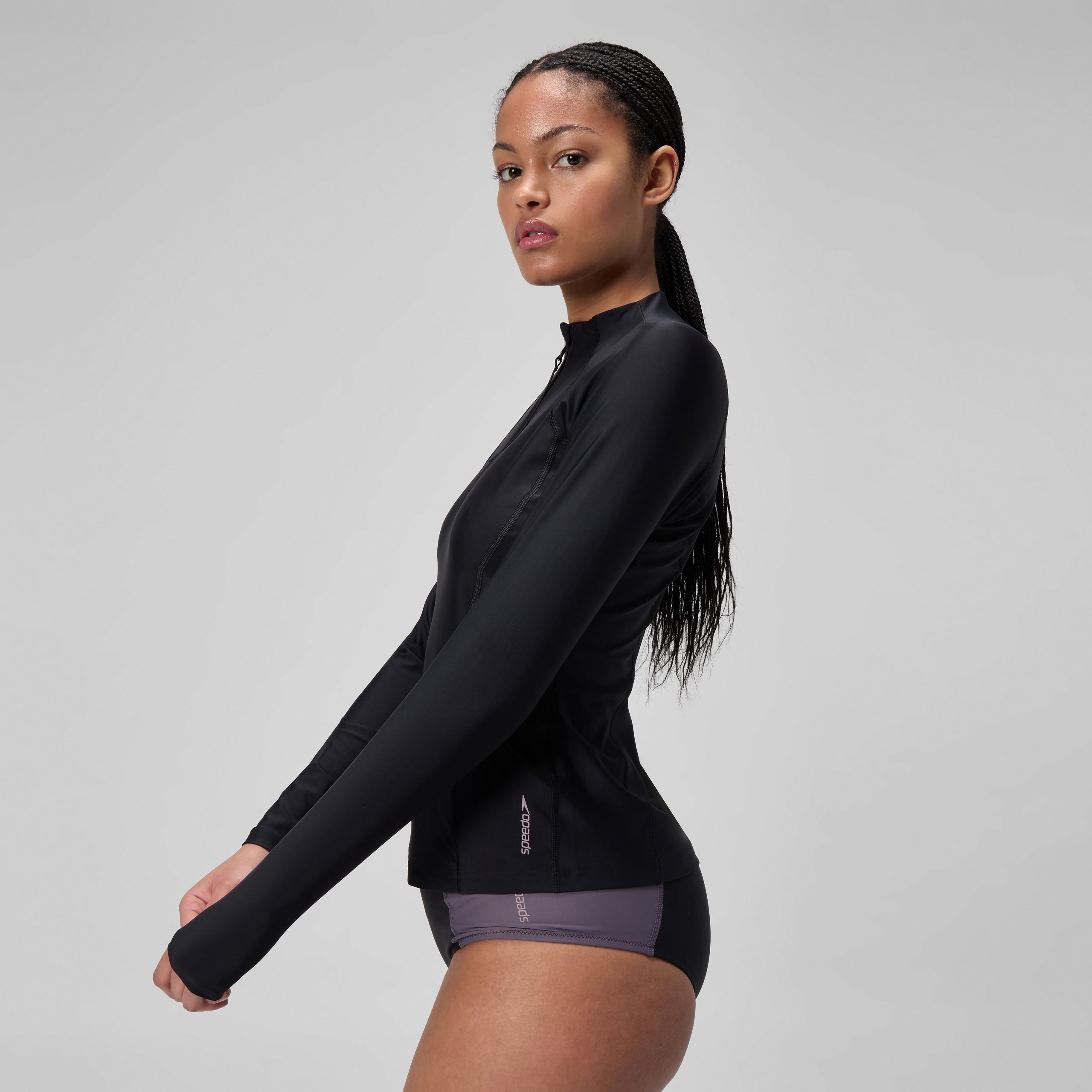 Women's Long Sleeve Rashguard Black/Dark Gray - Image 2