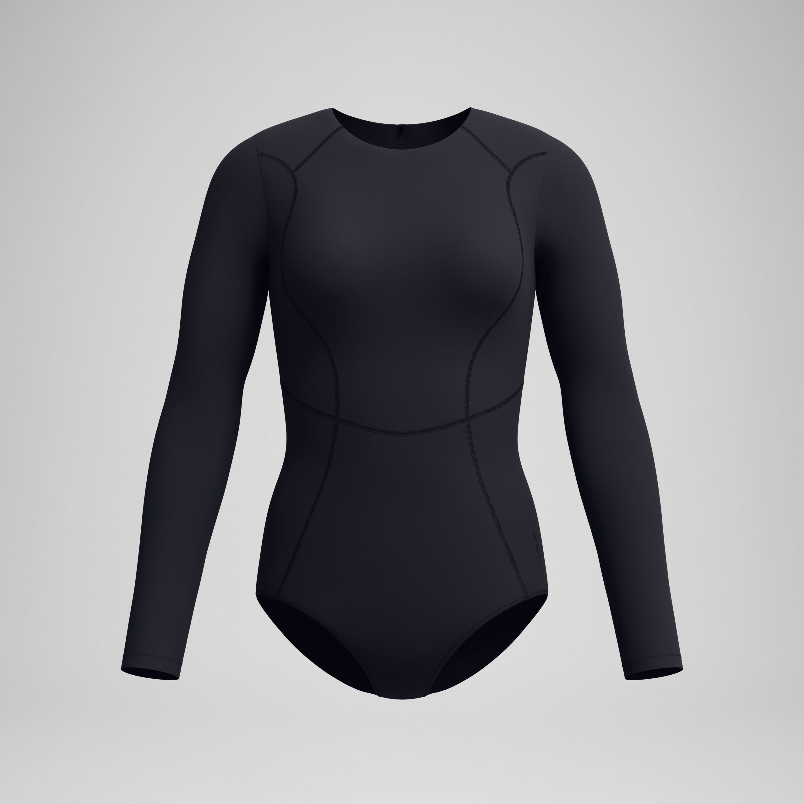 Women's Ocean Flex Long Sleeve Zip One Piece Black - Image 4