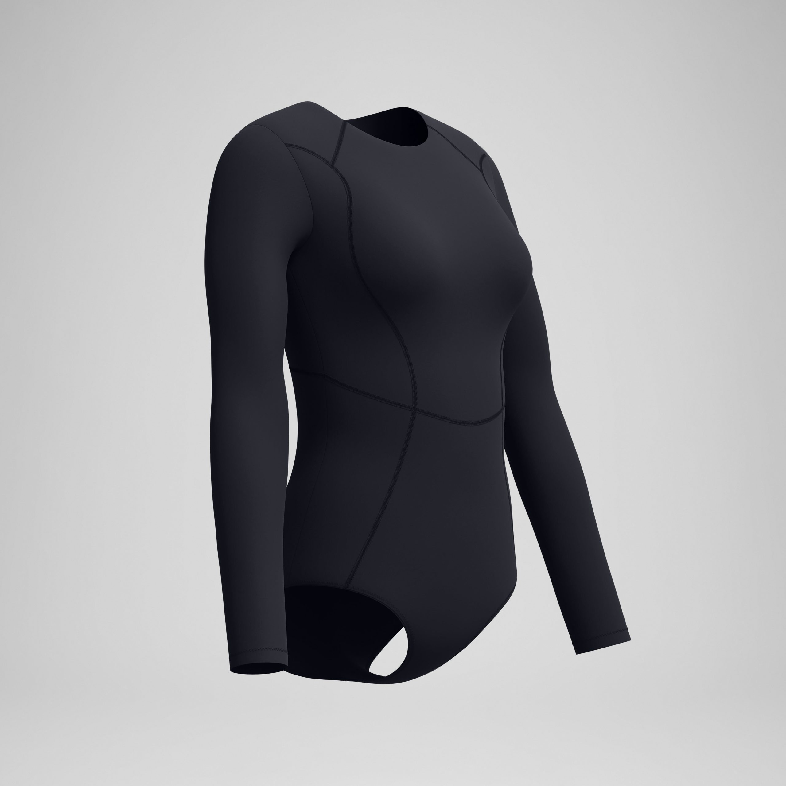 Women's Ocean Flex Long Sleeve Zip One Piece Black - Image 5