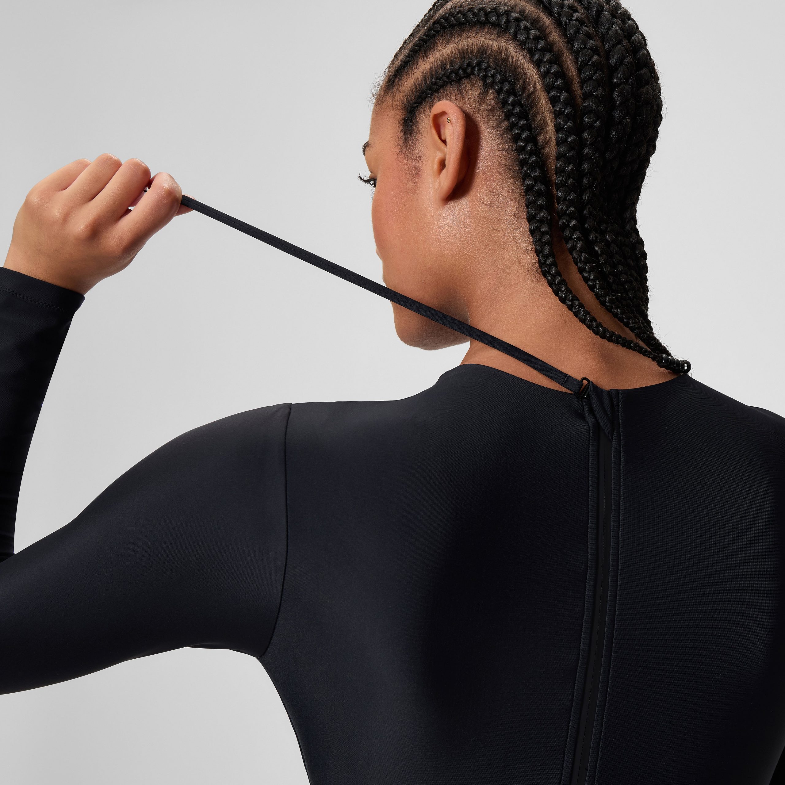 Women's Ocean Flex Long Sleeve Zip One Piece Black - Image 8
