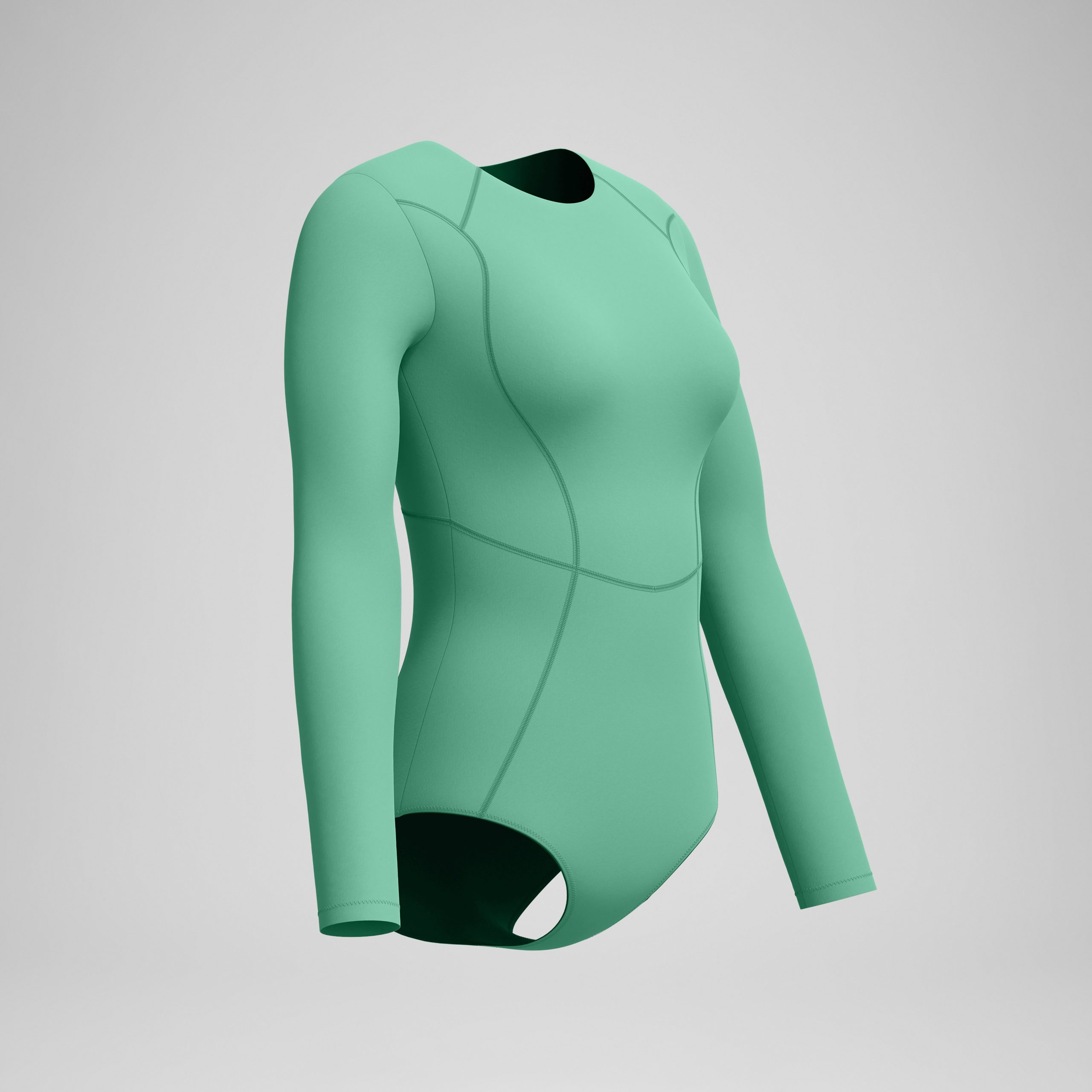Women's Ocean Flex Long Sleeve Zip One Piece Green - Image 5